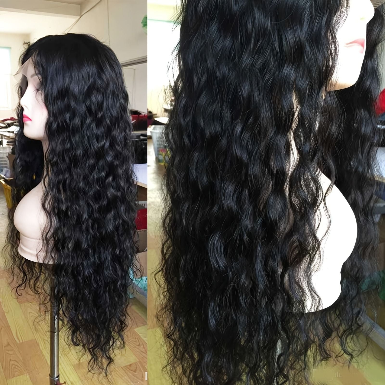 Synthetic Wig 13x3 Long Black Loose Curly Lace Front Wig Black Wig Loose Curly Transparent Lace Front For Women
