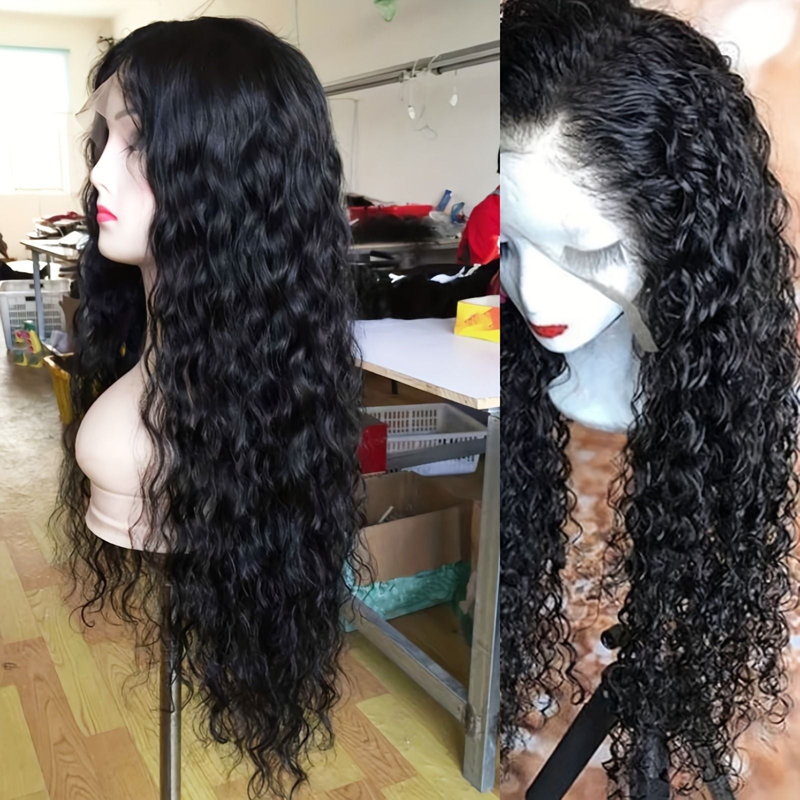 Synthetic Wig 13x3 Long Black Loose Curly Lace Front Wig Black Wig Loose Curly Transparent Lace Front For Women