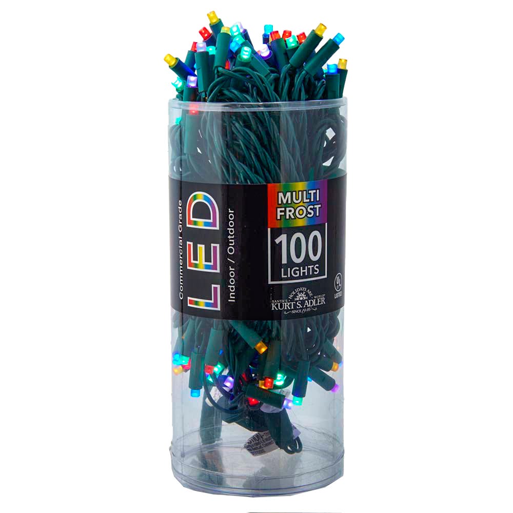 100-Light 5mm Multi-Color Frost LED Green Wire Light Set