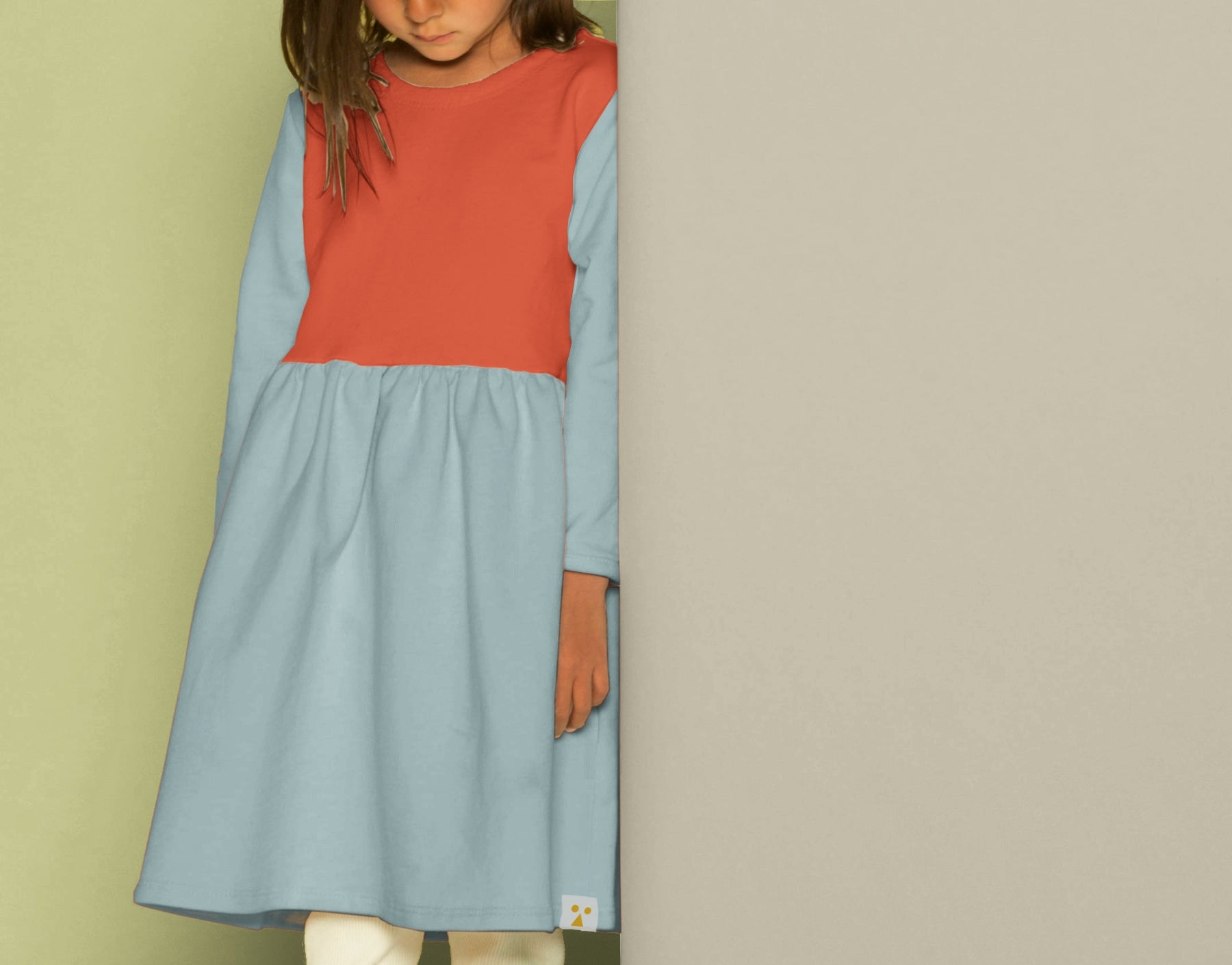 Two-Tone Organic Cotton Jersey Dress - West