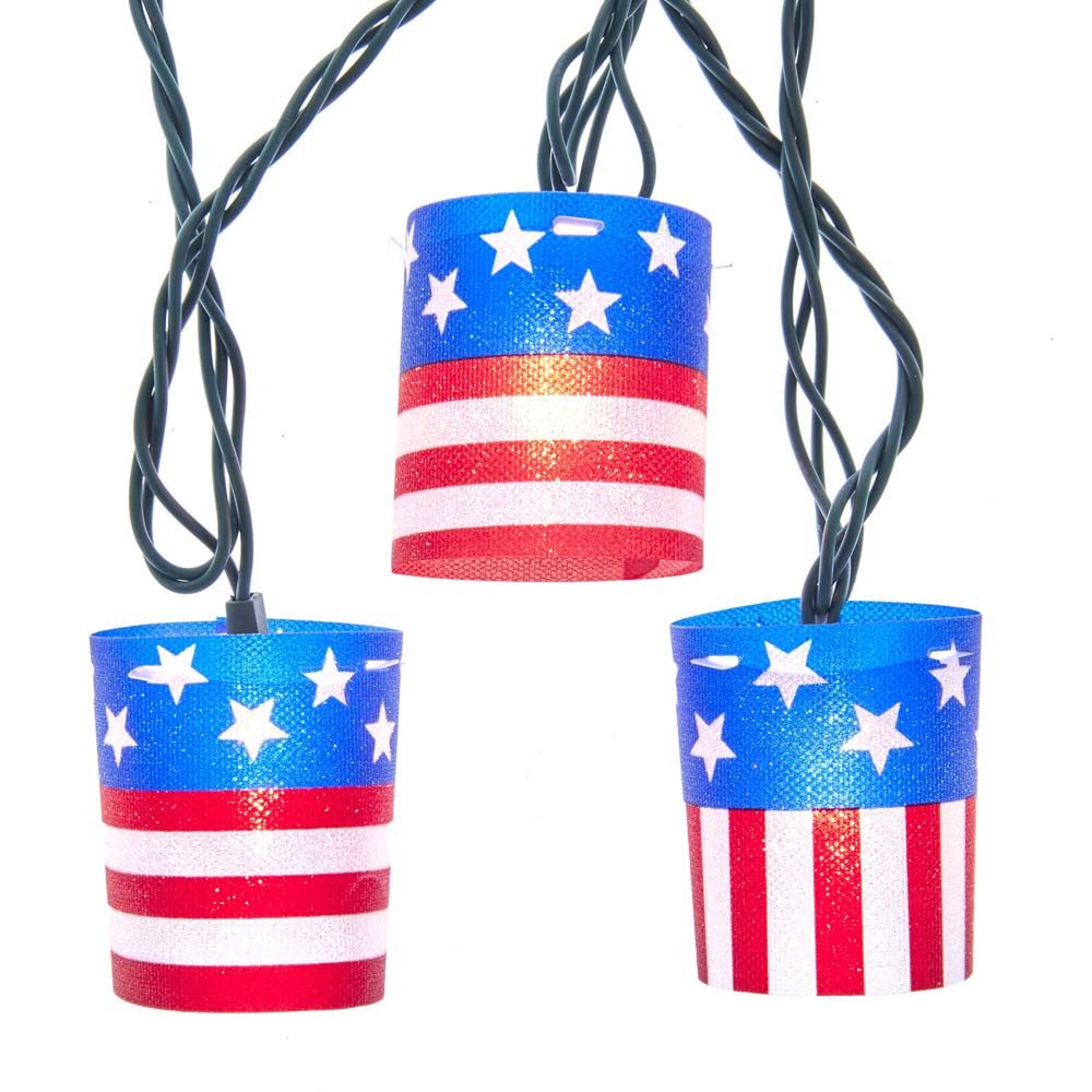 10-Light American Flag Tube Light Set