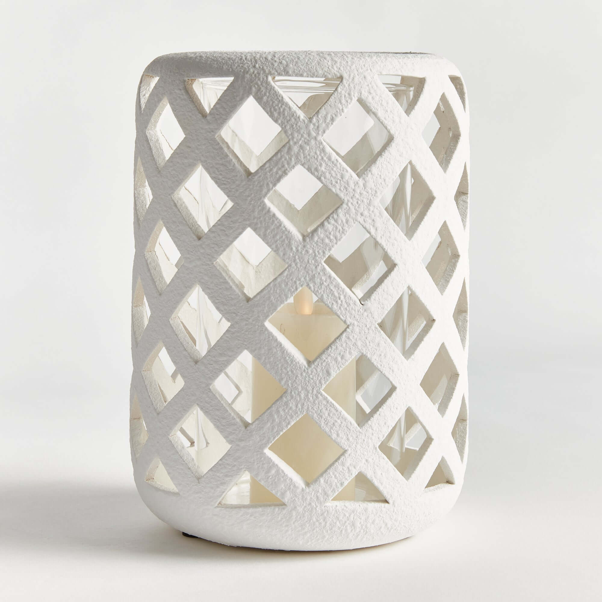 Terracotta Hurricane Candle Holder with Glass Insert