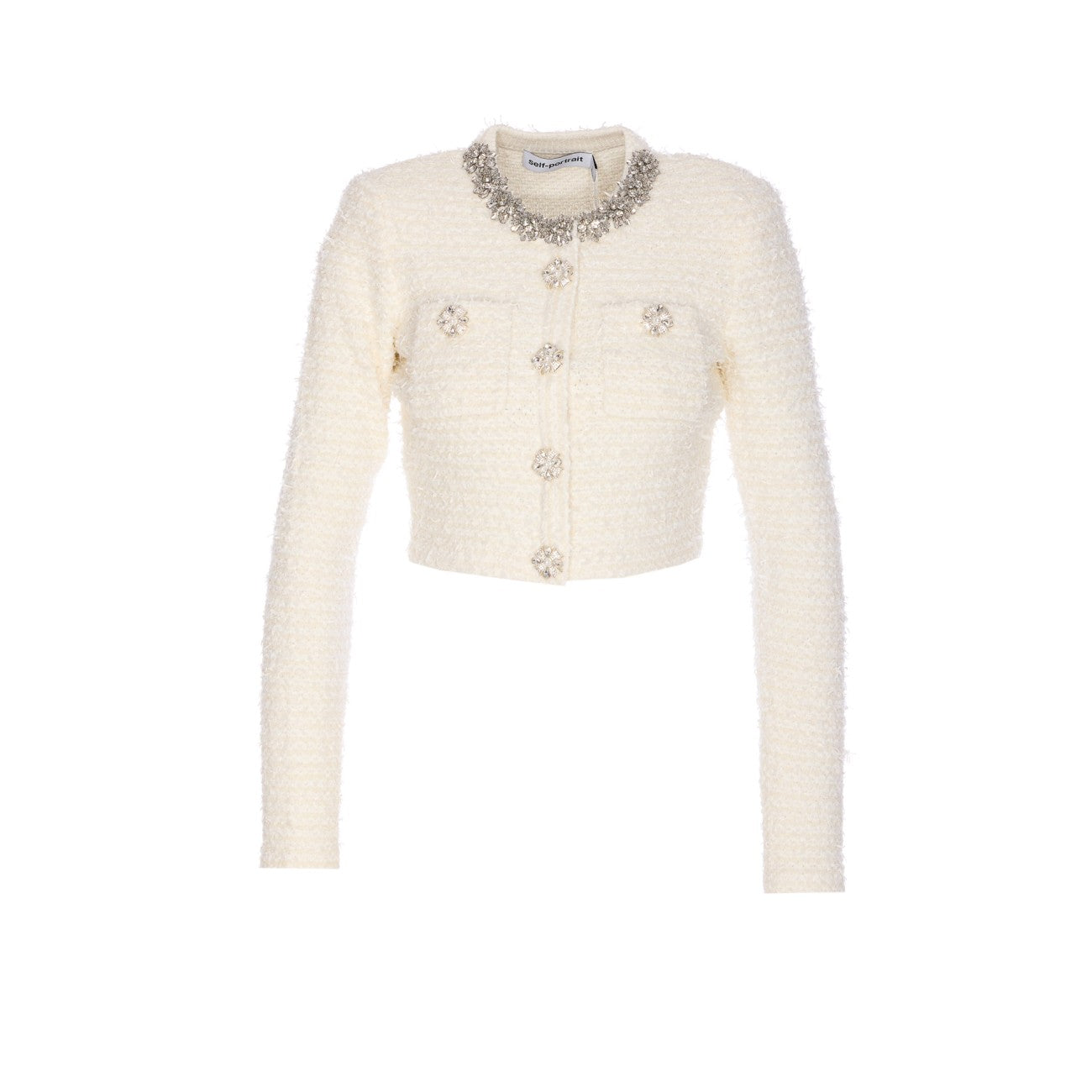 Self Portrait Women Textured Knit Cardigan