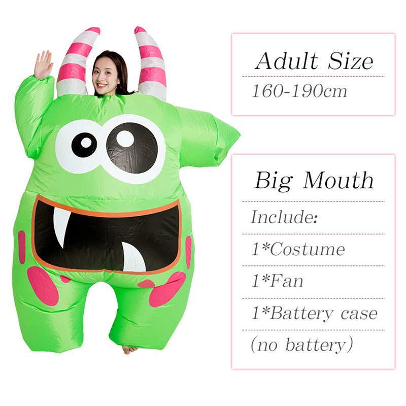 Thanksgiving ET-Aliens Big Mouth Green Monster Inflatable costume Cosplay Funny Blow Up Suit Party Fancy Dress Halloween Costume for Adult Kids