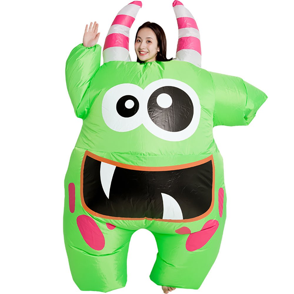 Thanksgiving ET-Aliens Big Mouth Green Monster Inflatable costume Cosplay Funny Blow Up Suit Party Fancy Dress Halloween Costume for Adult Kids