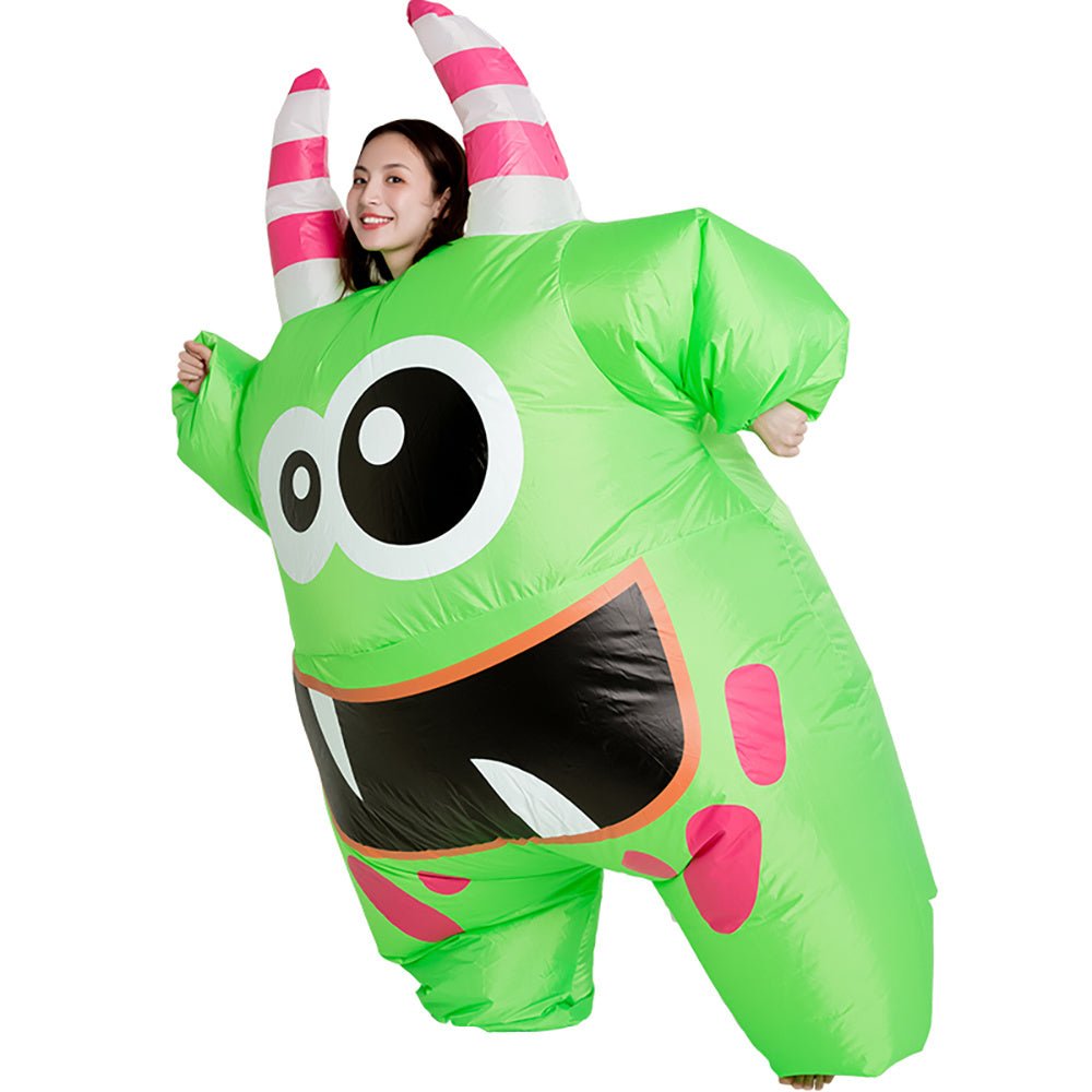 Thanksgiving ET-Aliens Big Mouth Green Monster Inflatable costume Cosplay Funny Blow Up Suit Party Fancy Dress Halloween Costume for Adult Kids