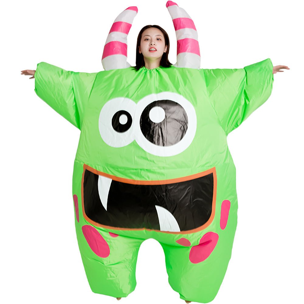 Thanksgiving ET-Aliens Big Mouth Green Monster Inflatable costume Cosplay Funny Blow Up Suit Party Fancy Dress Halloween Costume for Adult Kids