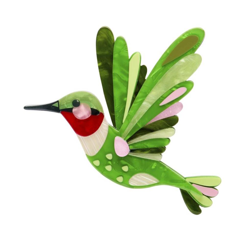 The Riveting Ruby-Throated Hummingbird Brooch by Erstwilder