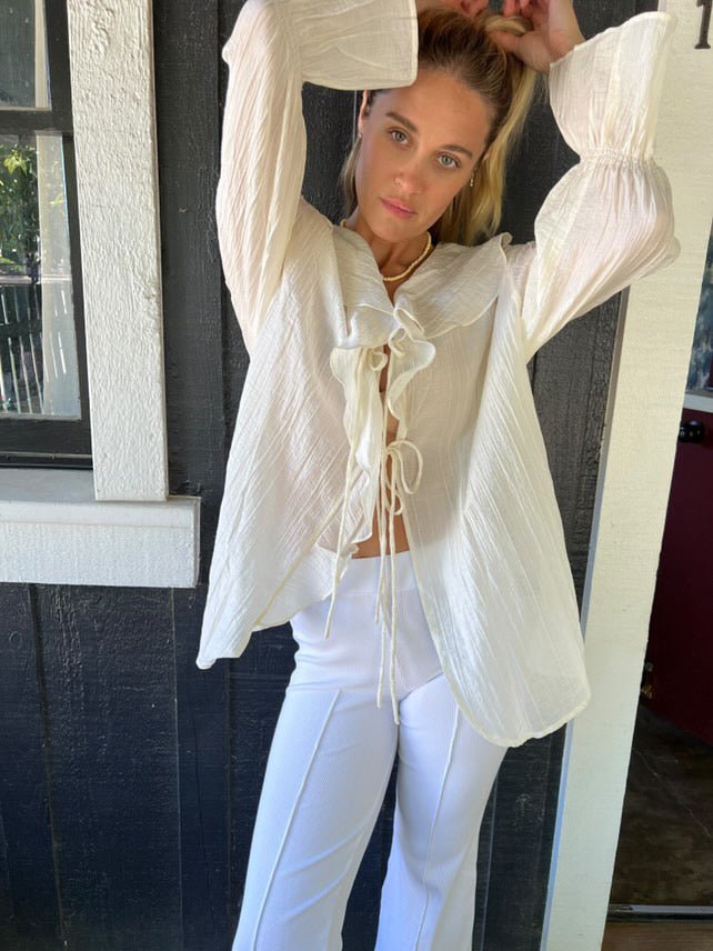 The Lily Top - Crème / Ivory Ruffle Blouse