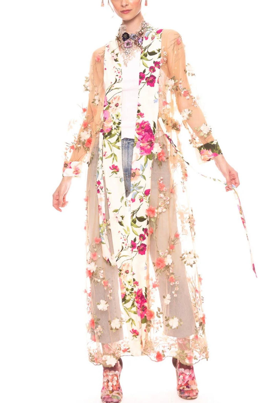 Sheer Floral Duster