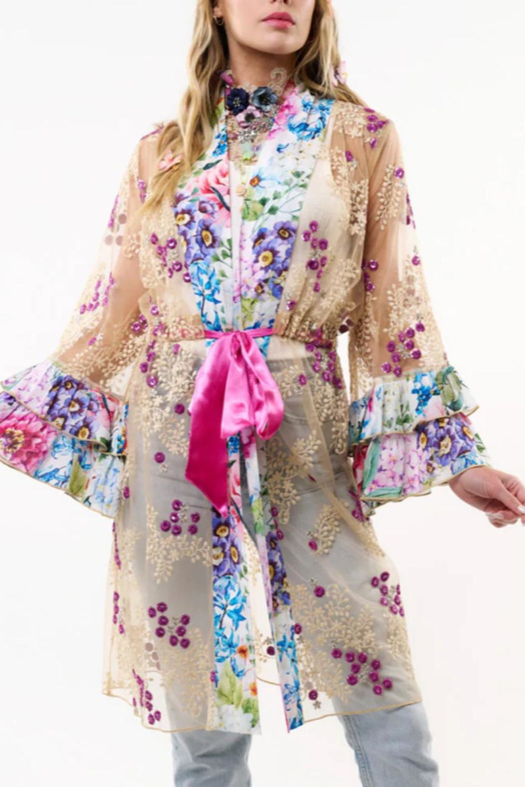 Sheer Floral Duster