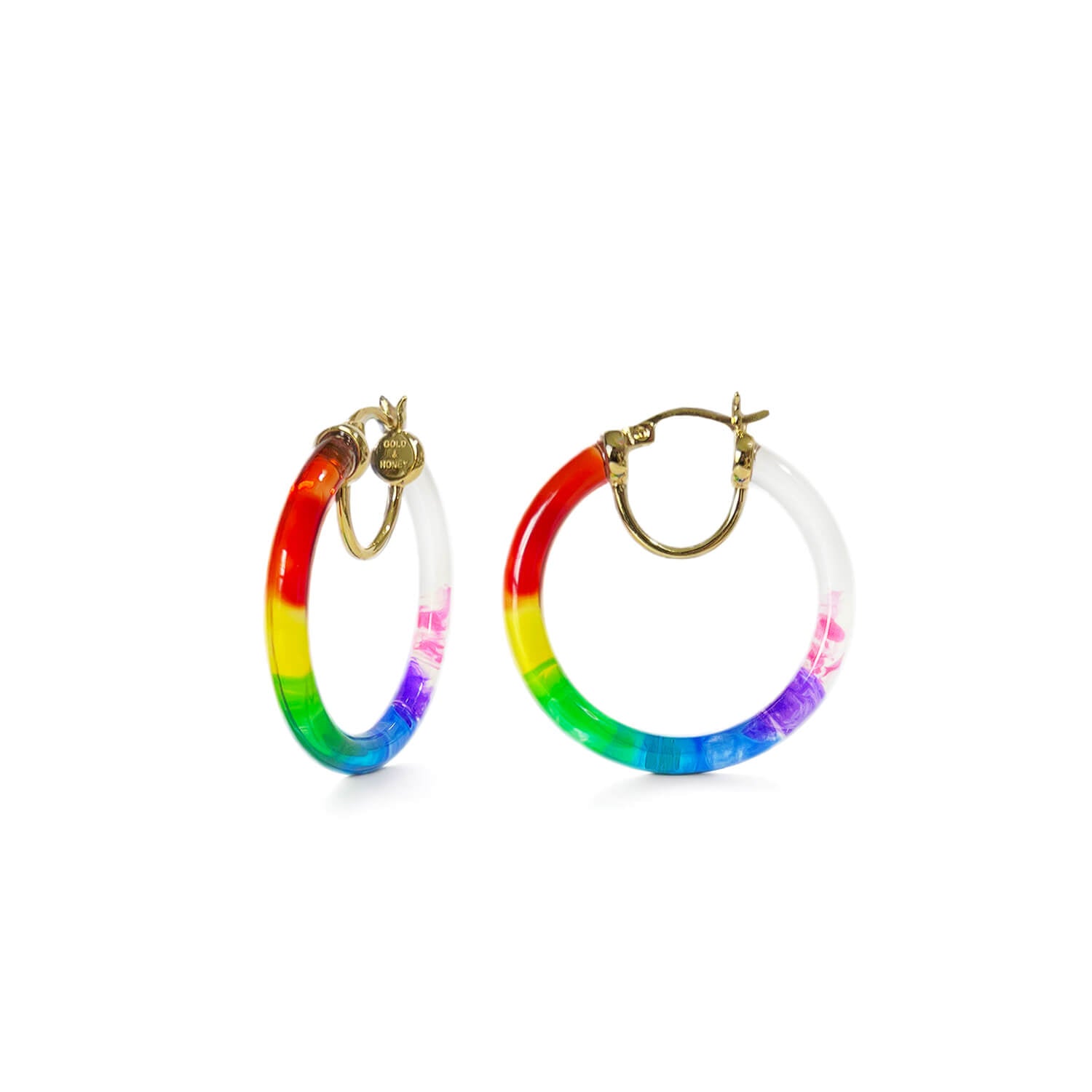 PRIDE Rainbow Tie Dye Lucite Thin Hoops