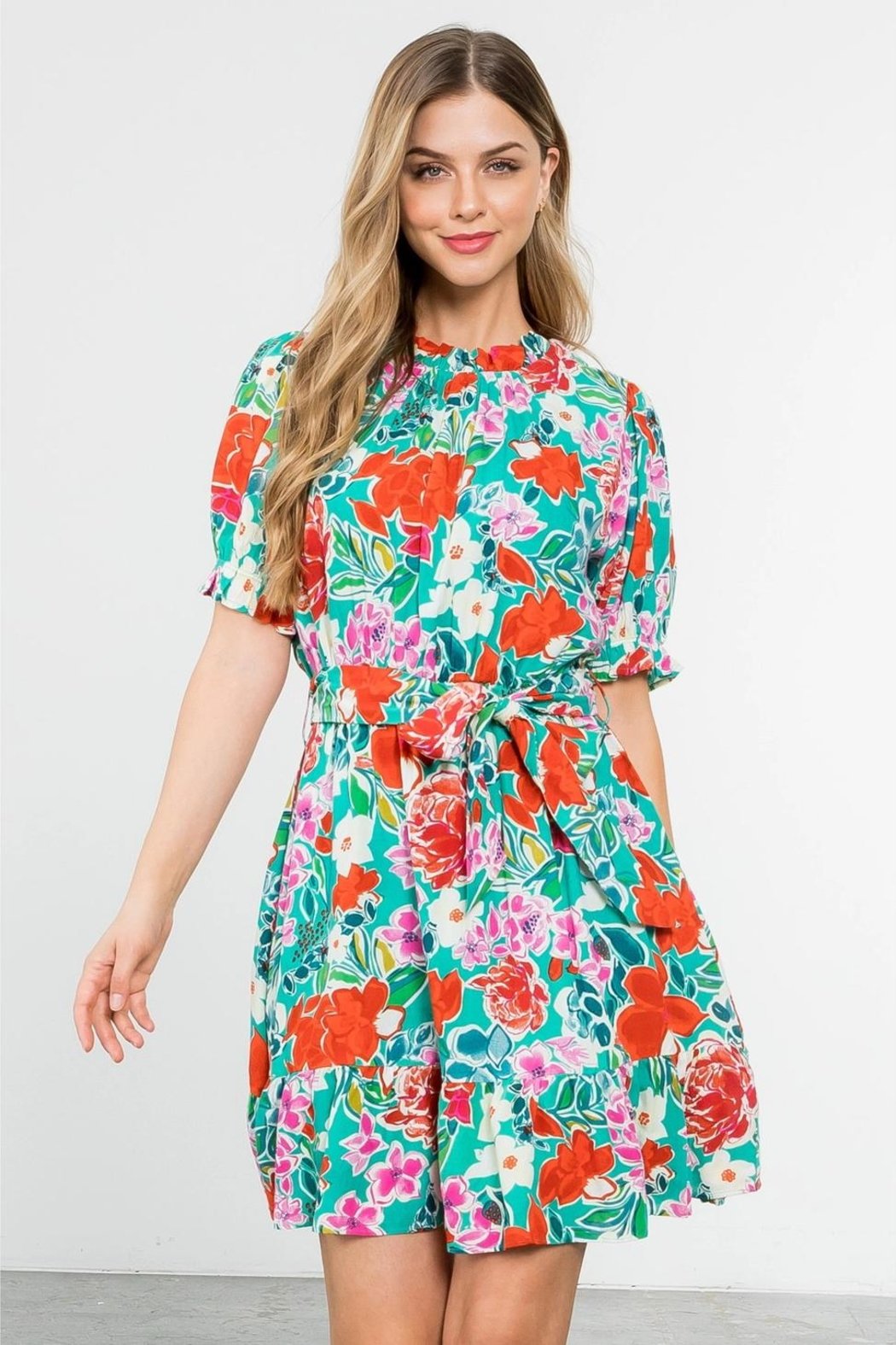 Short Sleeve Floral Dress