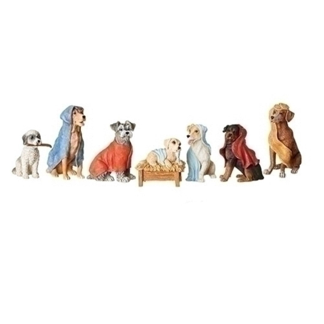 Resin Dog Nativity 7 piece Set