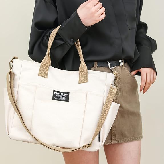 Tote Bag with Zipper Tote Bag for Women Canvas Crossbody Bag Shoulder Bag Satchel Hobo Bag Messenger Bag