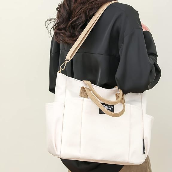 Tote Bag with Zipper Tote Bag for Women Canvas Crossbody Bag Shoulder Bag Satchel Hobo Bag Messenger Bag