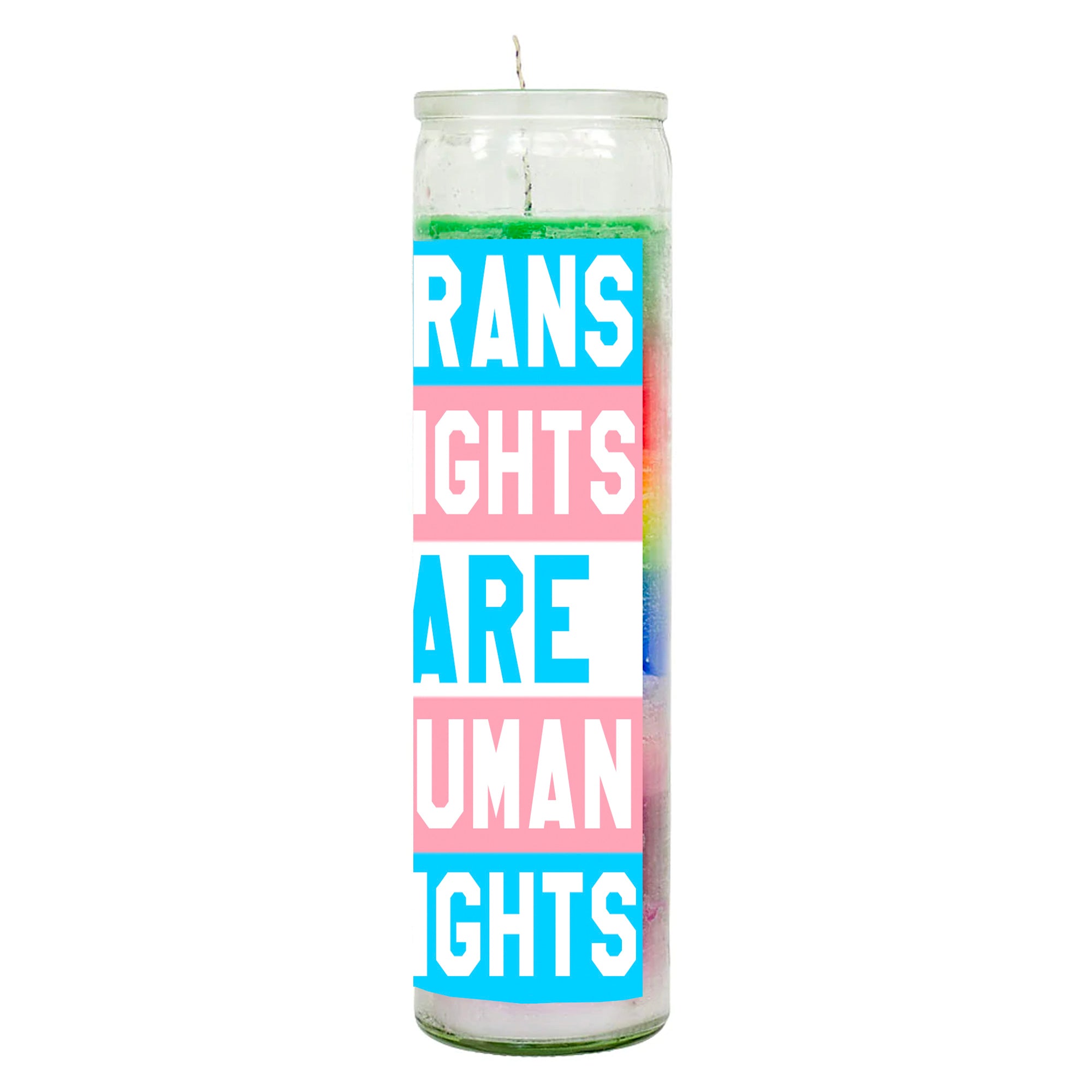 Trans Rights Are Human Rights Rainbow Candle by BOBBYK
