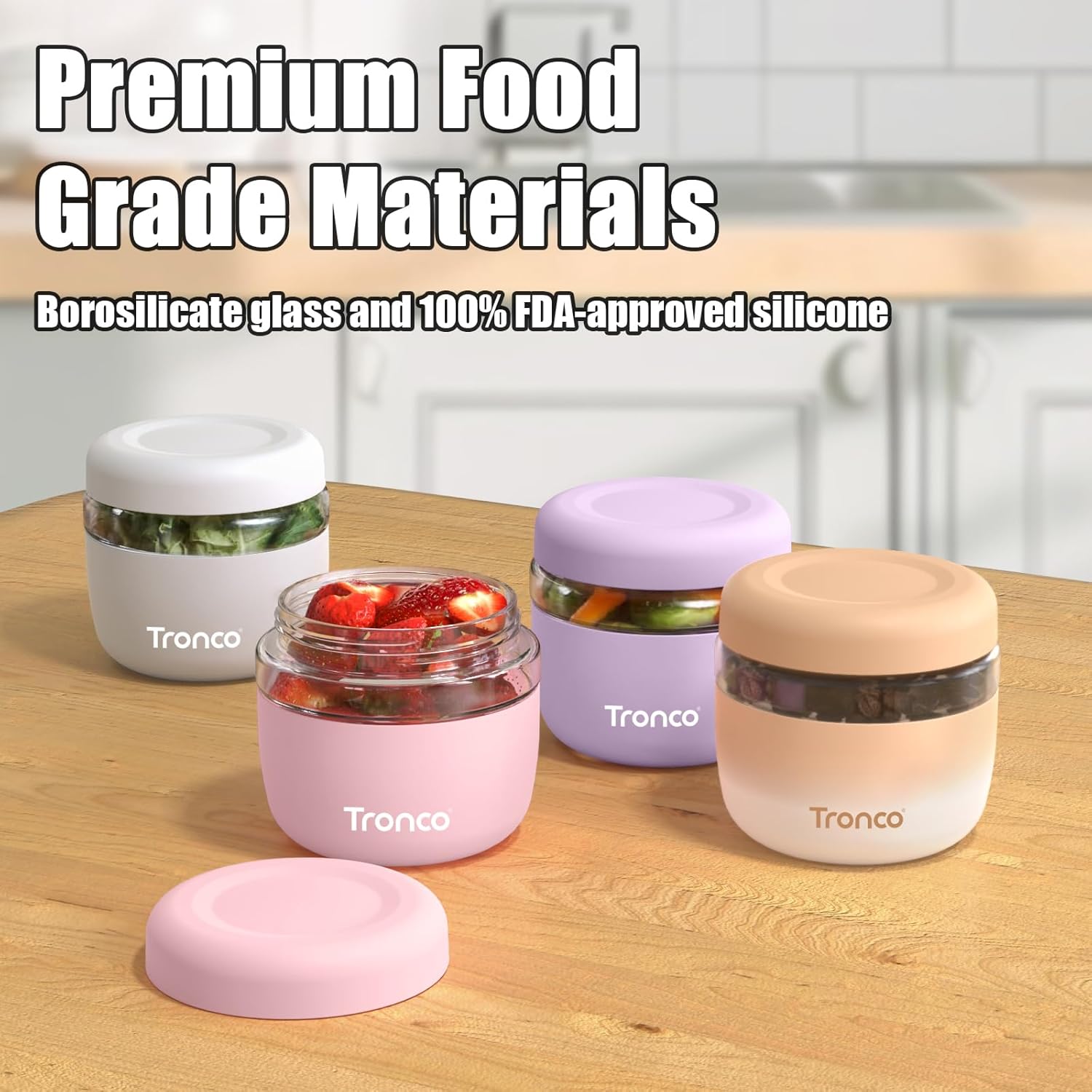 Tronco 24 oz Glass Lunch Bowl Container with Lid, Glass Food Containers, Leak & Spill Proof, Soup & Stew Food Storage Salad, Yogurt, Meal Prep, Airtight, Reusable, Dishwasher Safe, BPA-Free, Set of 1