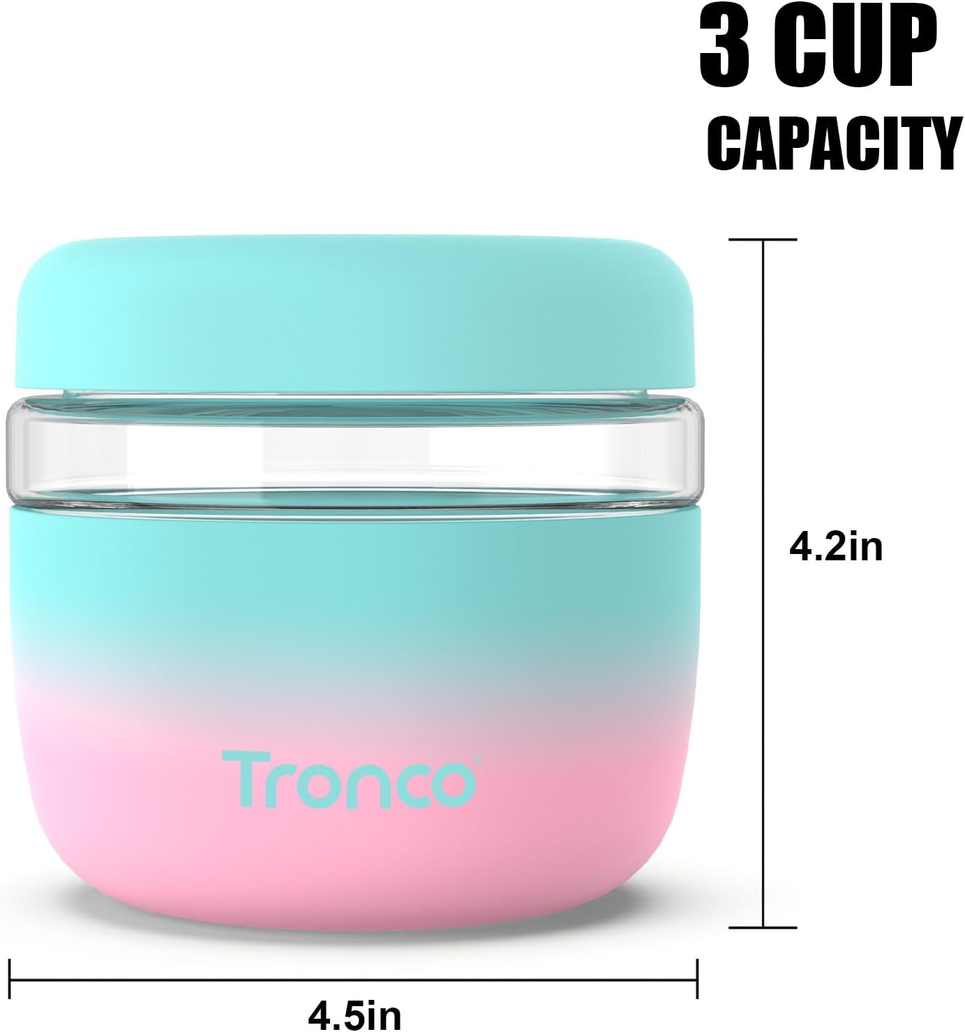 Tronco 24 oz Glass Lunch Bowl Container with Lid, Glass Food Containers, Leak & Spill Proof, Soup & Stew Food Storage Salad, Yogurt, Meal Prep, Airtight, Reusable, Dishwasher Safe, BPA-Free, Set of 1
