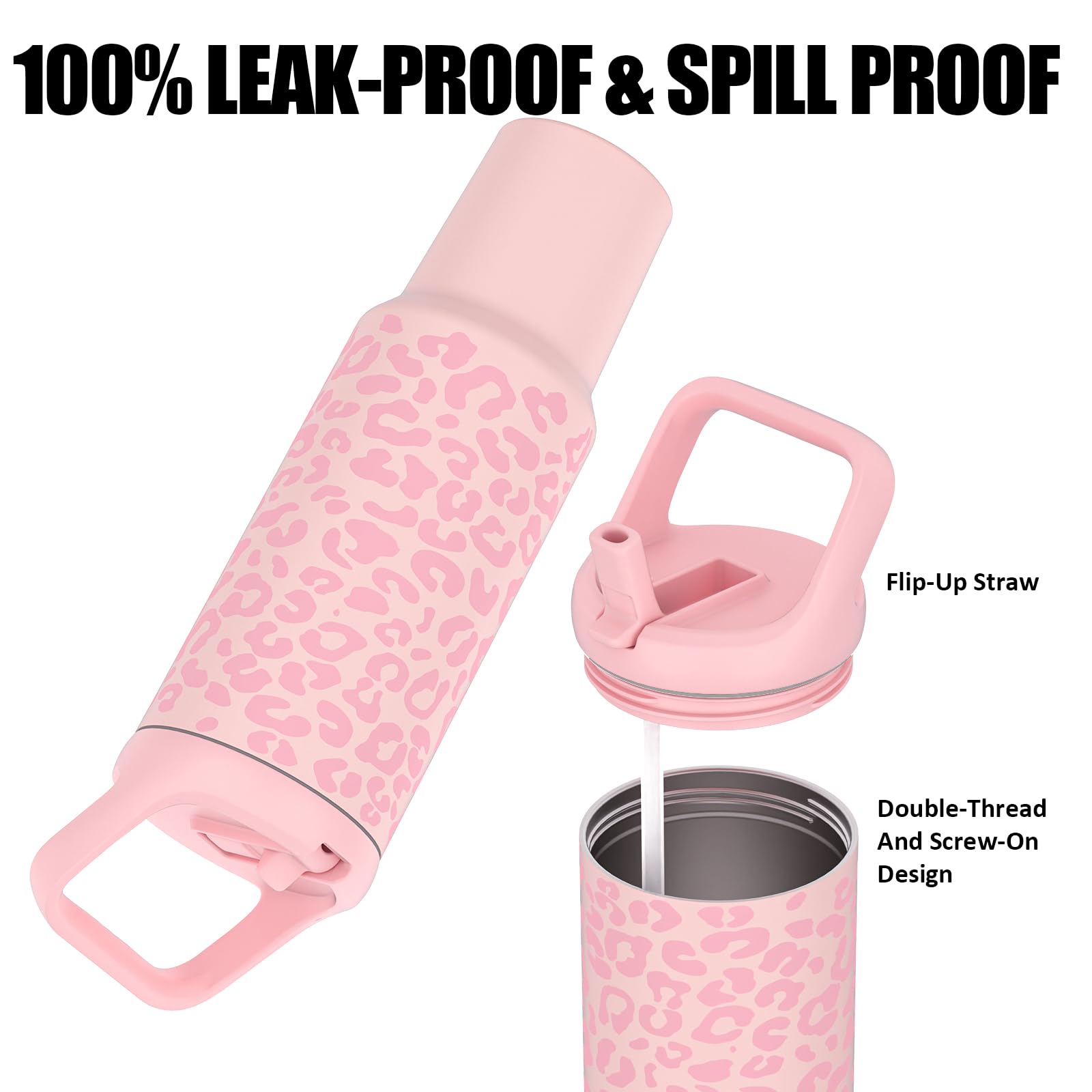 Tronco 40 oz Tumbler with Handle and Straw, Leak-Proof Insulated Tumbler with Flip Straw and Top Handle, Reusable Insulated Cup Water Bottle for Home, Outdoors, Fits in Cup Holder, Cold for 30 Hours