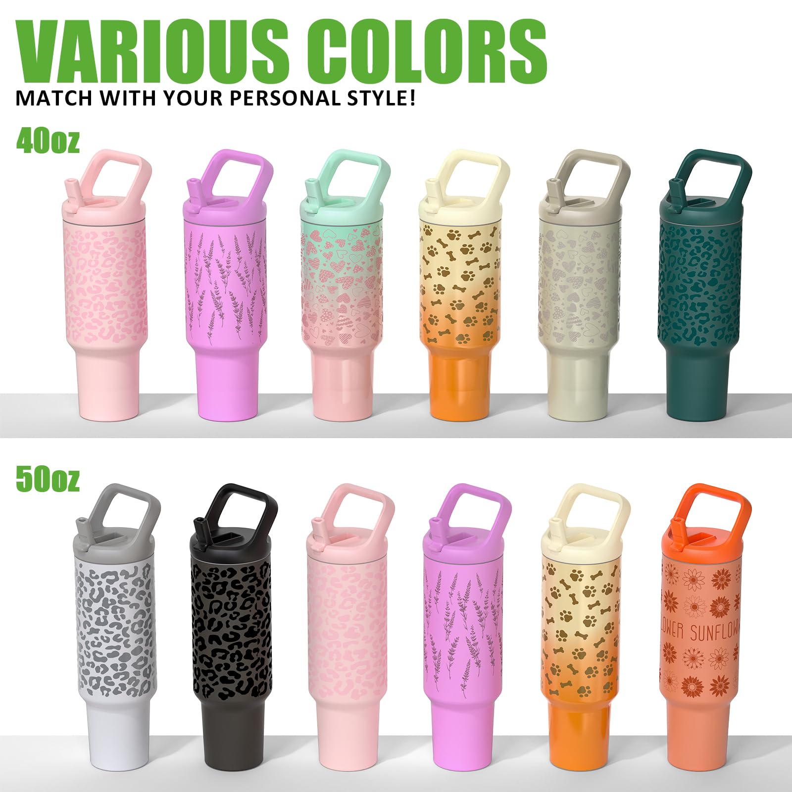 Tronco 40 oz Tumbler with Handle and Straw, Leak-Proof Insulated Tumbler with Flip Straw and Top Handle, Reusable Insulated Cup Water Bottle for Home, Outdoors, Fits in Cup Holder, Cold for 30 Hours