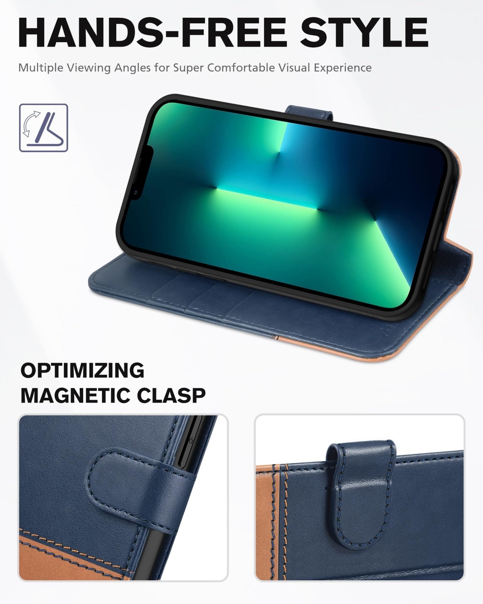 TUCCH Case Wallet for iPhone 13 Pro, RFID Blocking Card Holder Magnetic Stand PU Leather Folio Cover, Protective TPU Shockproof Inner Shell 6.1-inch 2021, Black