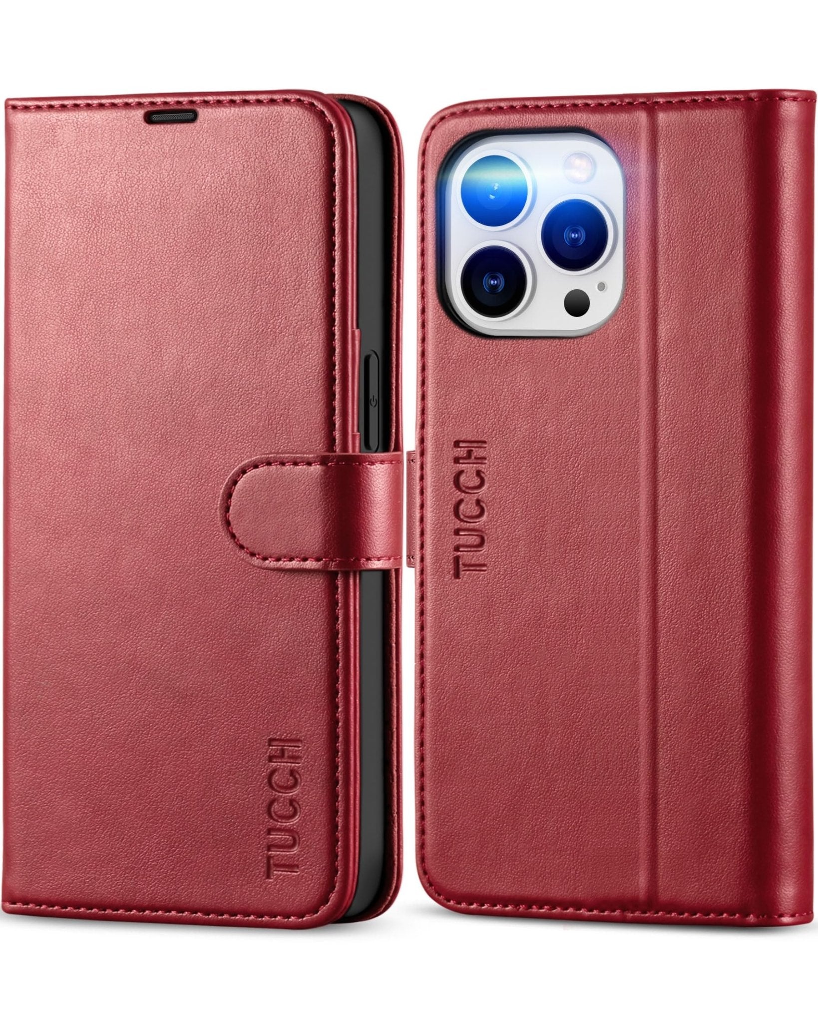 TUCCH Case Wallet for iPhone 13 Pro, RFID Blocking Card Holder Magnetic Stand PU Leather Folio Cover, Protective TPU Shockproof Inner Shell 6.1-inch 2021, Black