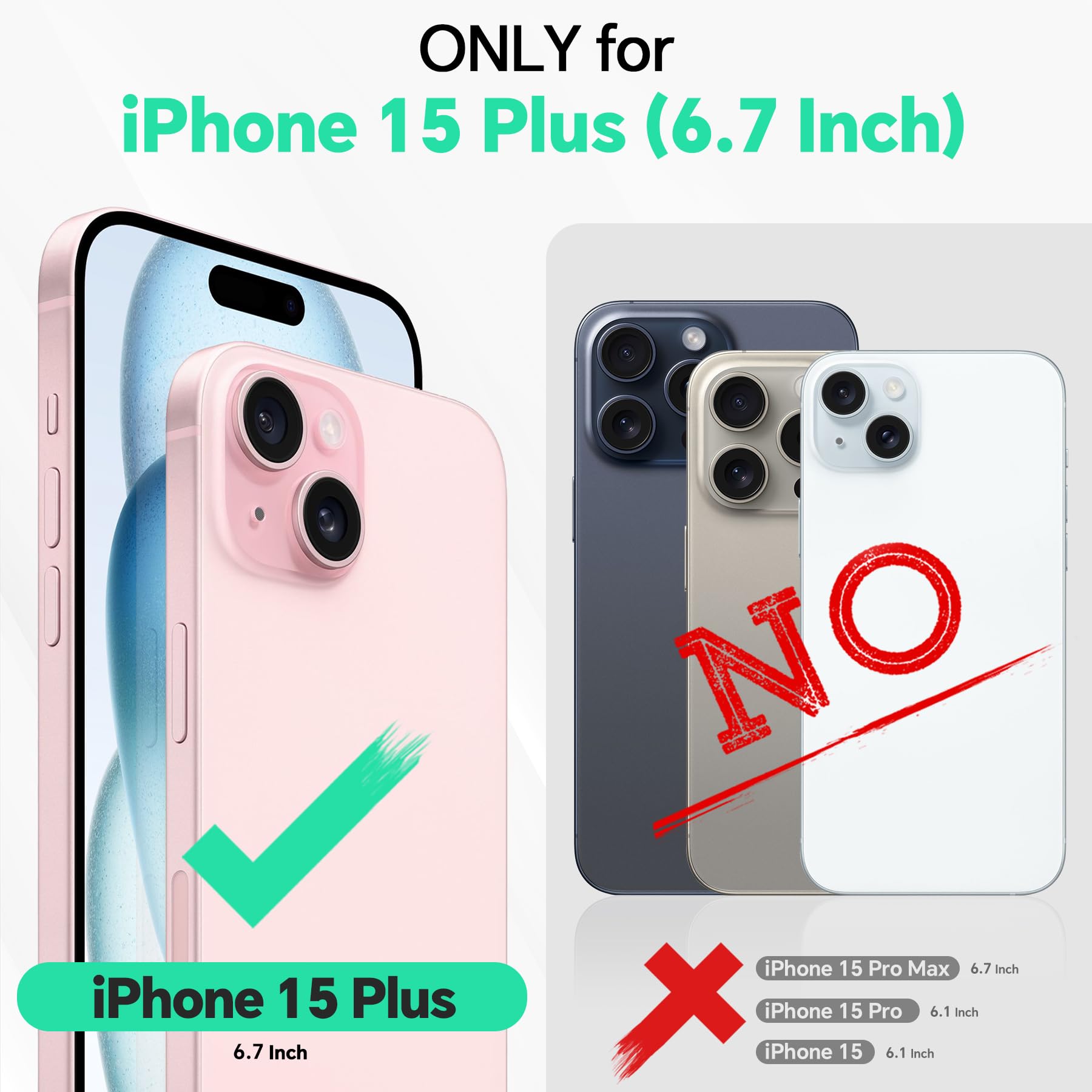 TUCCH Case Wallet for iPhone 15 Plus, [RFID Blocking] 4 Card Holder Kickstand [Shockproof TPU Interior Case] PU Leather Magnetic Protective Flip Cover 6.7", Black