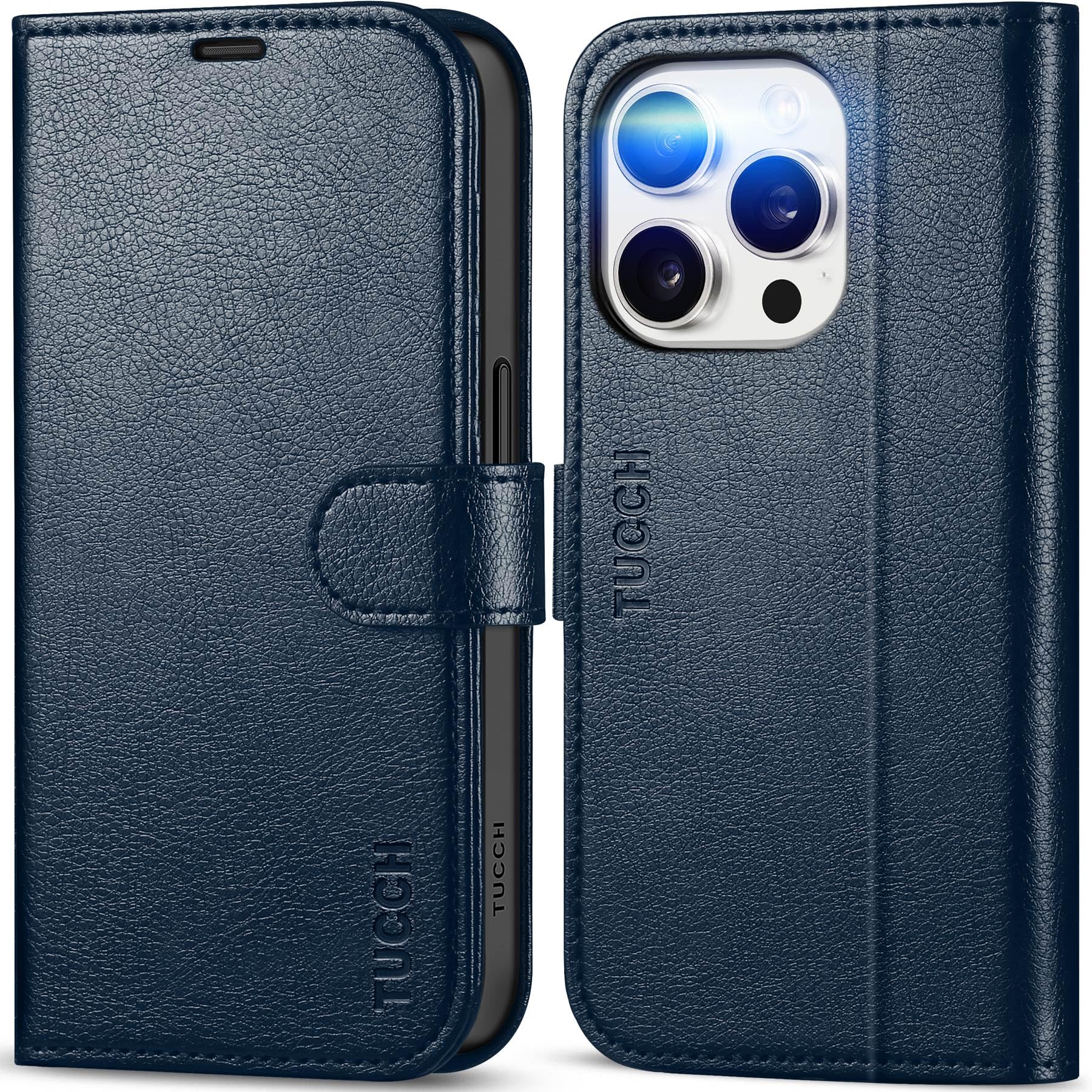 TUCCH Case Wallet for iPhone 15 Pro, RFID Blocking [4 Card Holder] Kickstand [Shockproof TPU Inner Shell] PU Leather Magnetic Protective Flip Cover 6.1" 2023, Black