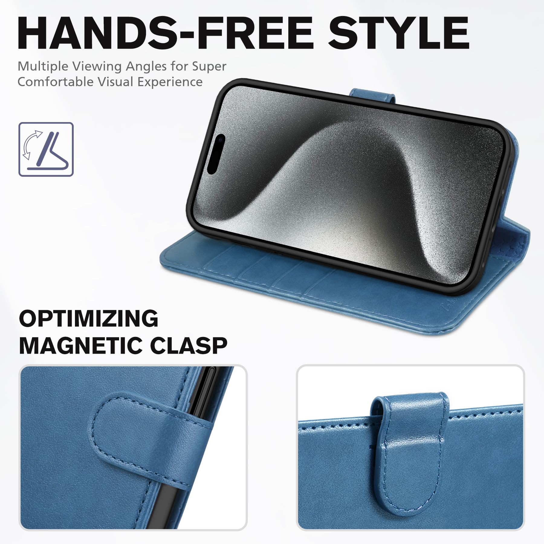 TUCCH Case Wallet for iPhone 15 Pro, RFID Blocking [4 Card Holder] Kickstand [Shockproof TPU Inner Shell] PU Leather Magnetic Protective Flip Cover 6.1" 2023, Black