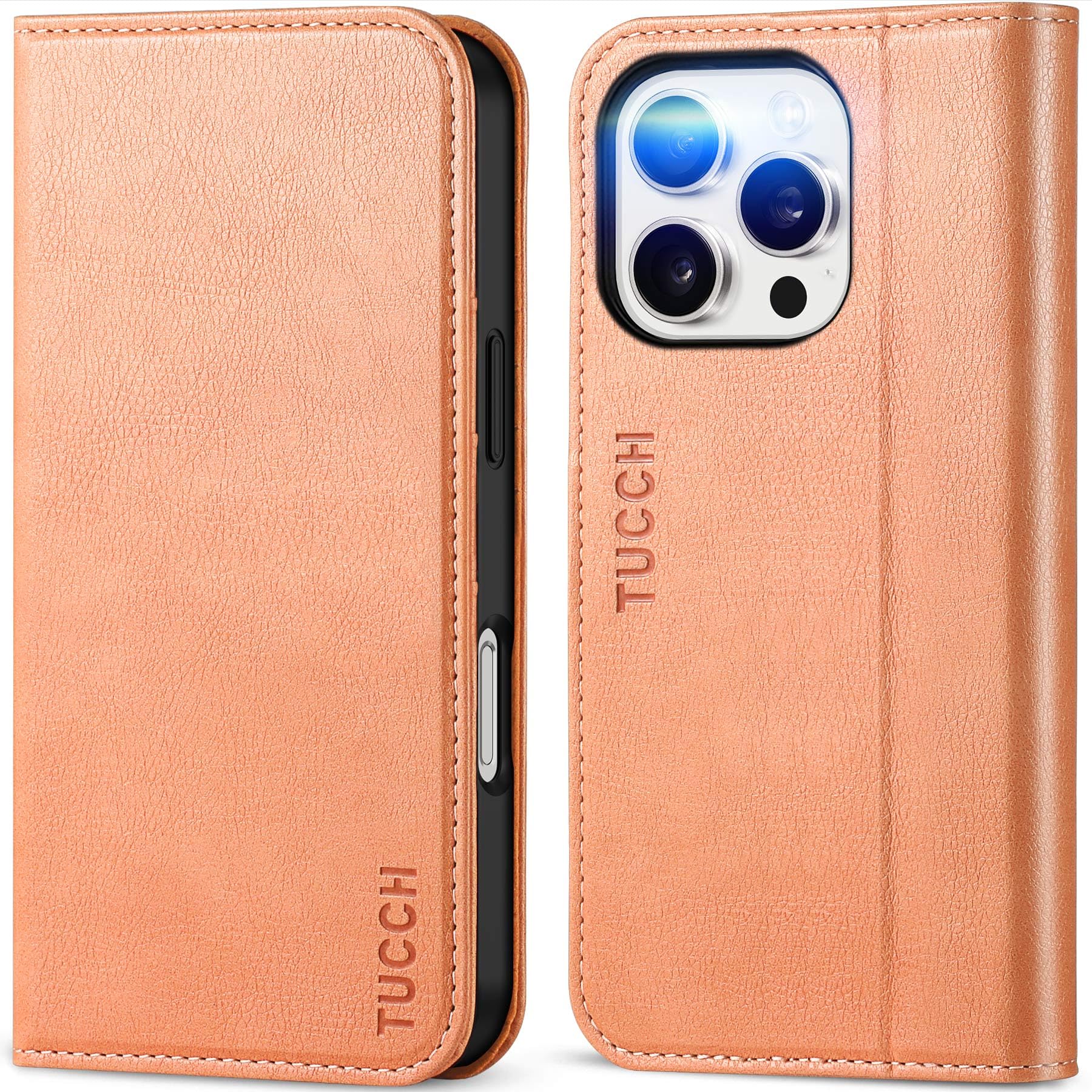 TUCCH Case Wallet for iPhone 16, [3 Card Slots] Kickstand PU Leather [RFID Blocking] Flip Folio Cover with [TPU Shockproof Interior Shell] 6.1" 2024, Classic Black