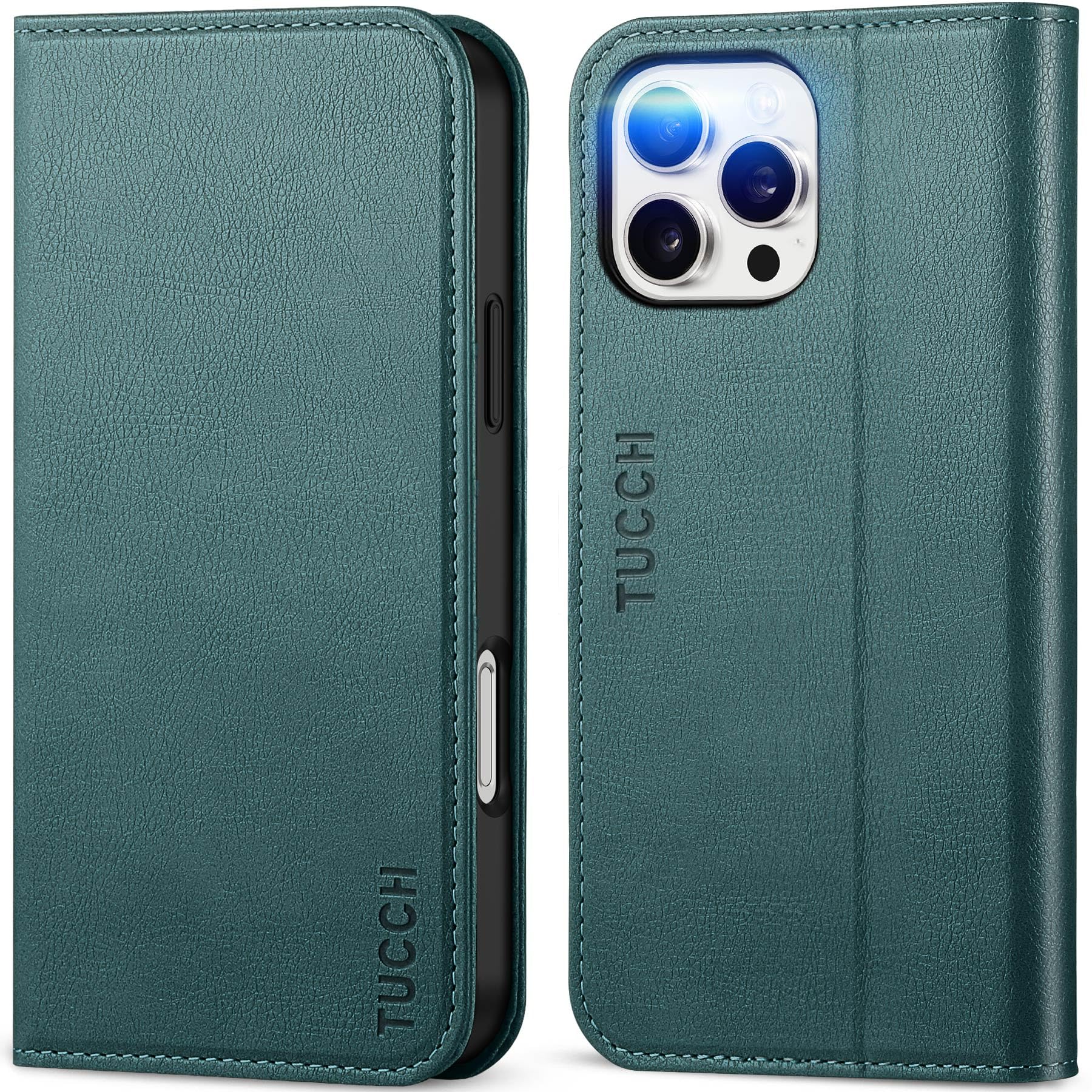 TUCCH Case Wallet for iPhone 16, [3 Card Slots] Kickstand PU Leather [RFID Blocking] Flip Folio Cover with [TPU Shockproof Interior Shell] 6.1" 2024, Classic Black