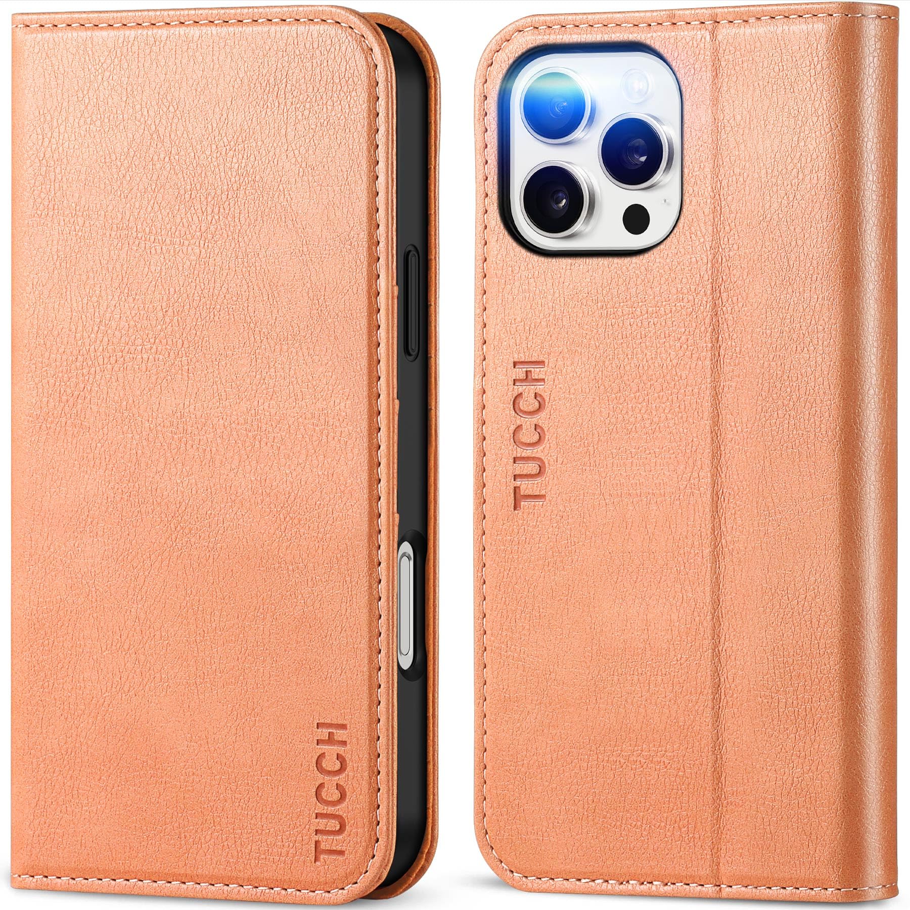 TUCCH Case Wallet for iPhone 16, [3 Card Slots] Kickstand PU Leather [RFID Blocking] Flip Folio Cover with [TPU Shockproof Interior Shell] 6.1" 2024, Classic Black