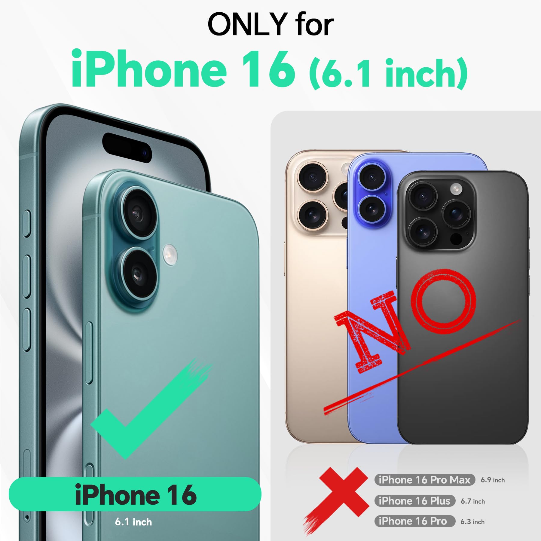 TUCCH Case Wallet for iPhone 16, [3 Card Slots] Kickstand PU Leather [RFID Blocking] Flip Folio Cover with [TPU Shockproof Interior Shell] 6.1" 2024, Classic Black