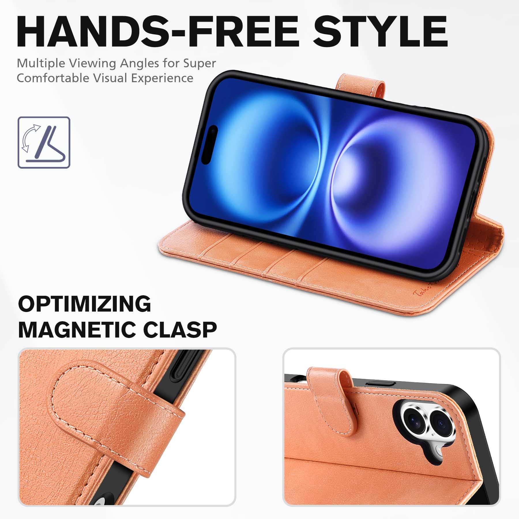 TUCCH Case Wallet for iPhone 16 Plus, RFID Blocking 4 Card Holder Kickstand [Shockproof TPU Interior Shell], PU Leather Magnetic Protective Flip Cover 6.7" 2024, Black