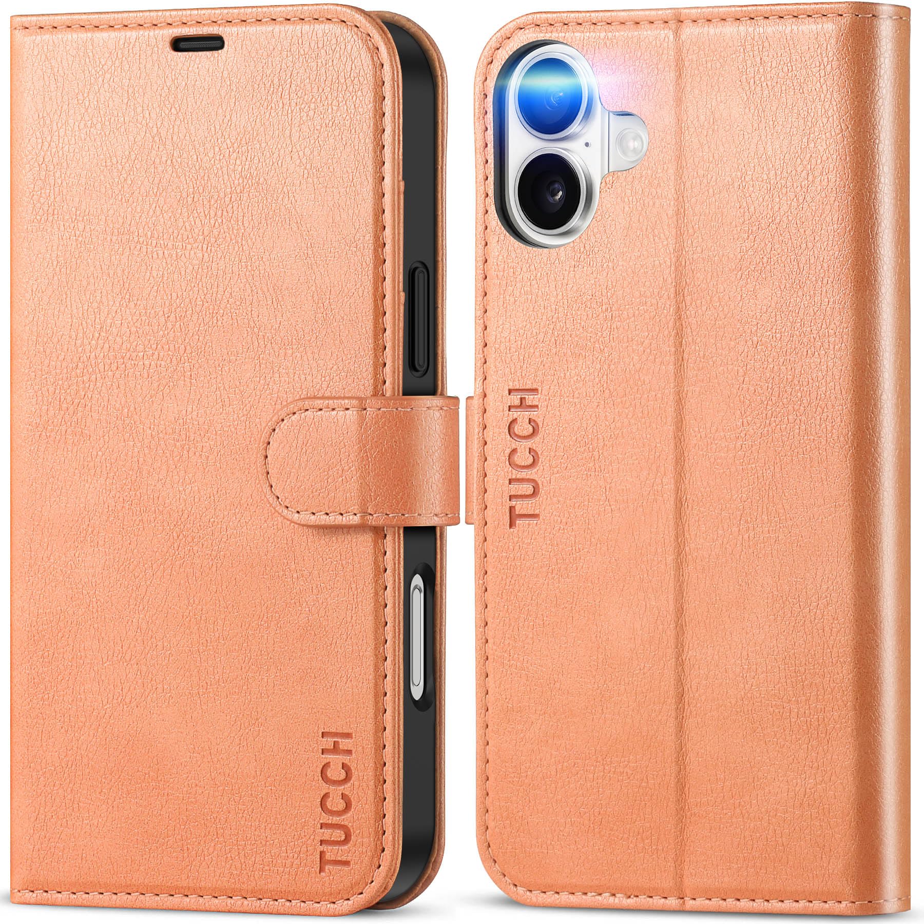 TUCCH Case Wallet for iPhone 16 Plus, RFID Blocking 4 Card Holder Kickstand [Shockproof TPU Interior Shell], PU Leather Magnetic Protective Flip Cover 6.7" 2024, Black