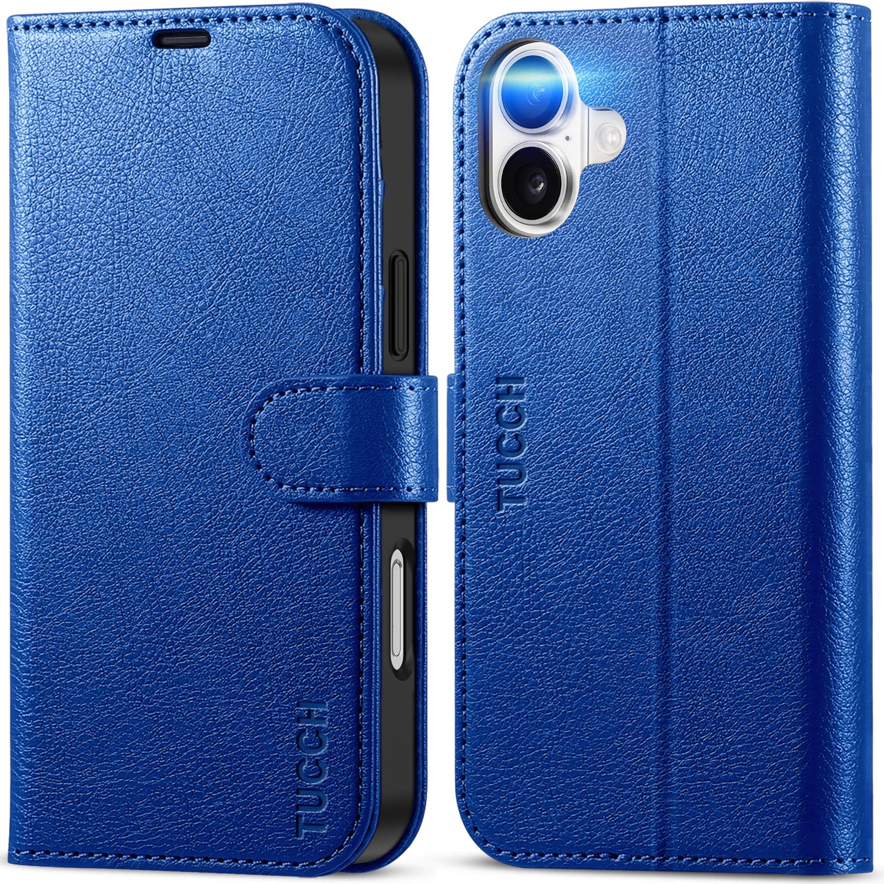 TUCCH Case Wallet for iPhone 16 Plus, RFID Blocking 4 Card Holder Kickstand [Shockproof TPU Interior Shell], PU Leather Magnetic Protective Flip Cover 6.7" 2024, Black