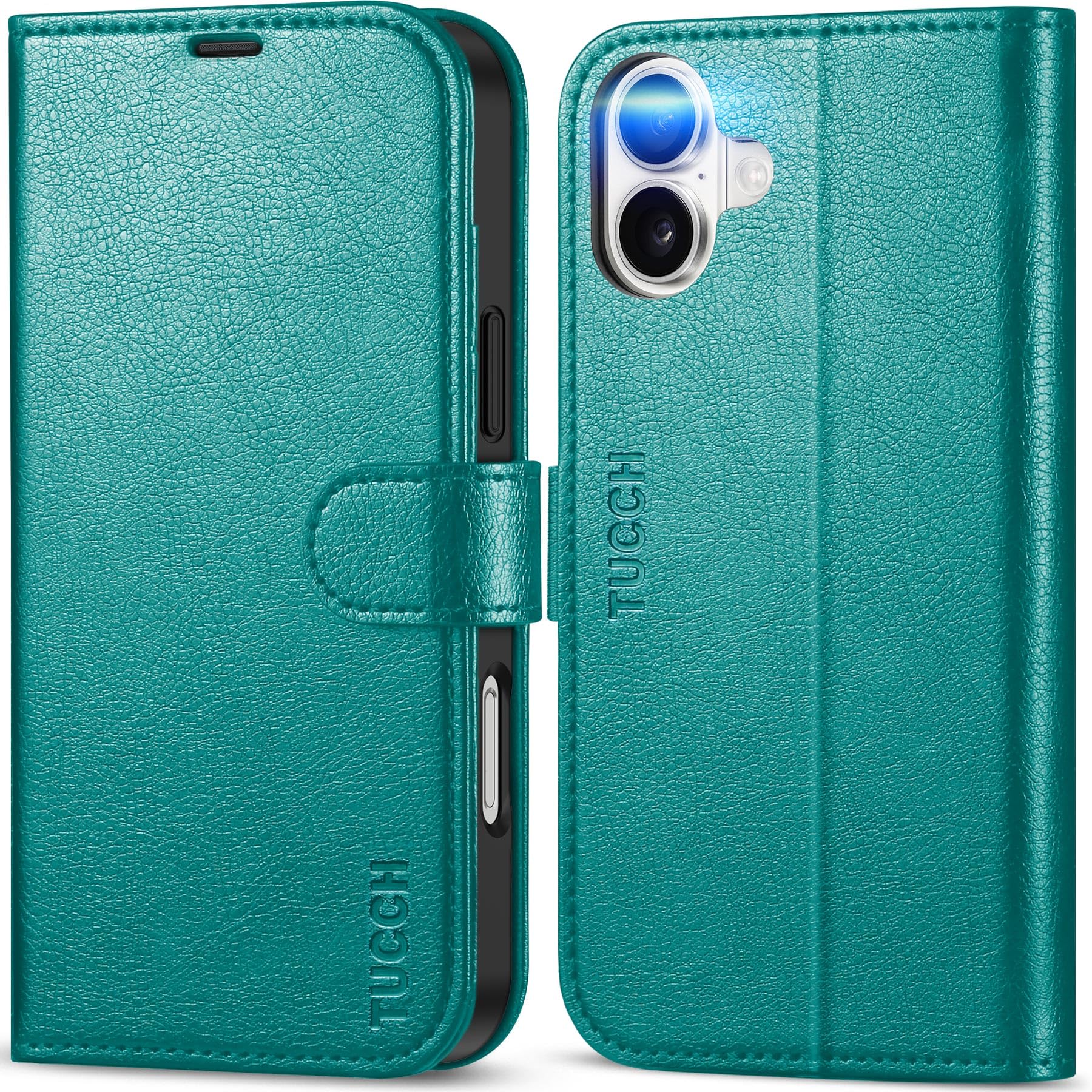 TUCCH Case Wallet for iPhone 16 Plus, RFID Blocking 4 Card Holder Kickstand [Shockproof TPU Interior Shell], PU Leather Magnetic Protective Flip Cover 6.7" 2024, Black