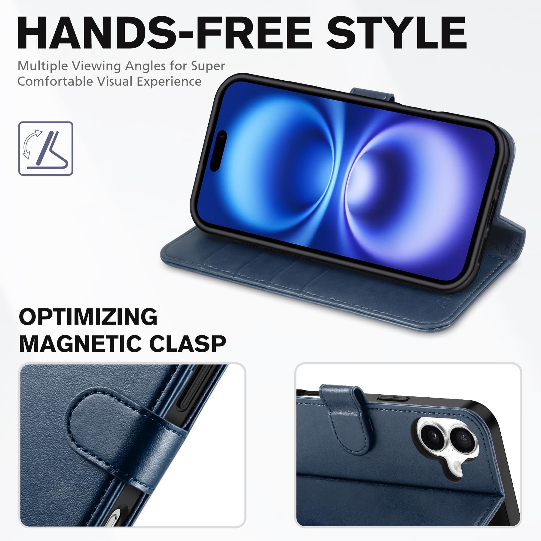 TUCCH Case Wallet for iPhone 16 Plus, RFID Blocking 4 Card Holder Kickstand [Shockproof TPU Interior Shell], PU Leather Magnetic Protective Flip Cover 6.7" 2024, Black