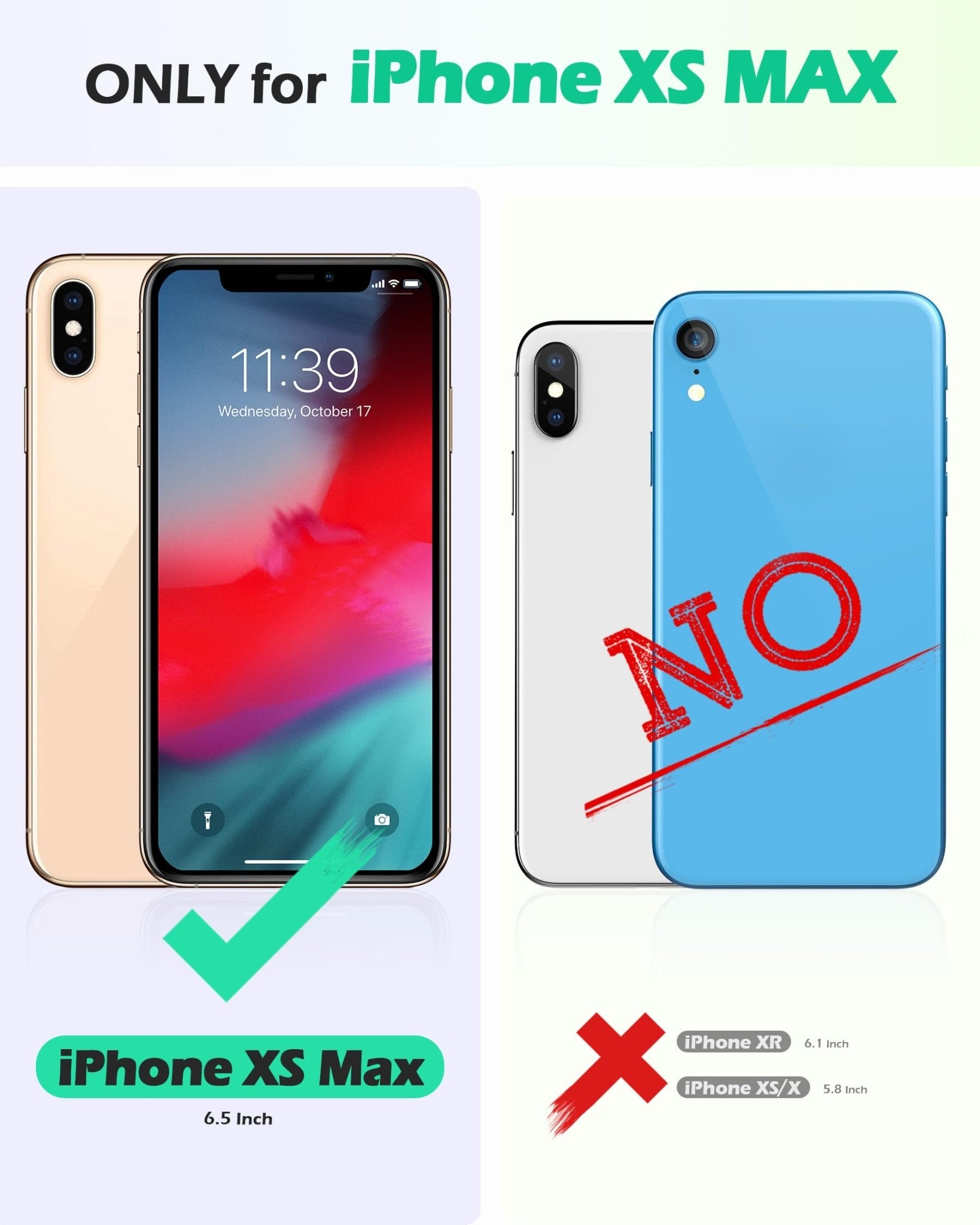 TUCCH Case Wallet for iPhone Xs Max, PU Leather Flip Cover with RFID Blocking Card Slot, Stand [Auto Wake/Sleep] Wireless Charging Shockproof TPU Shell Compatible with iPhone Xs Max 6.5", Black