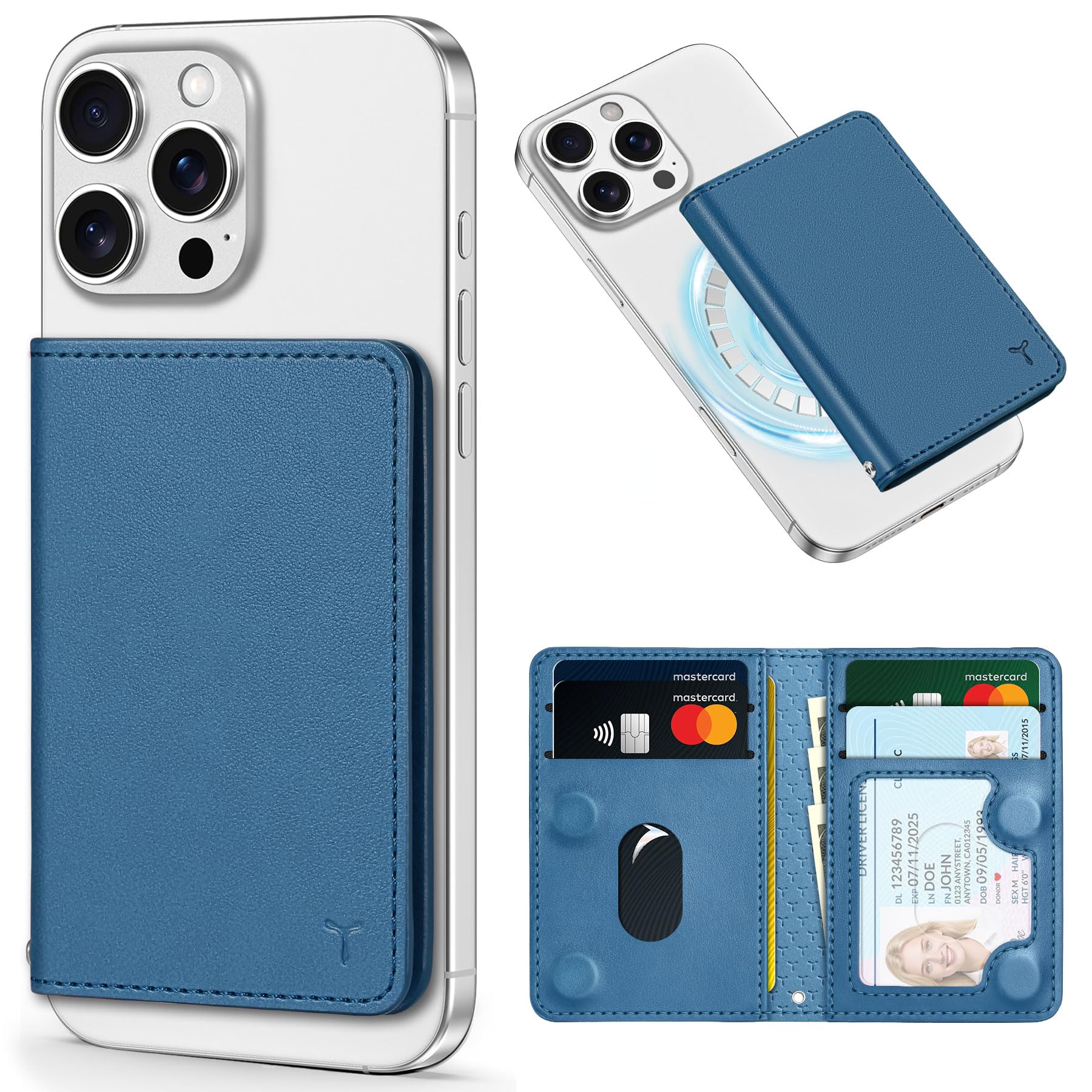 TUCCH for Magsafe Wallet with 6 Card Holders, RFID Blocking [Clear ID Window] PU Leather Men Women Folio Magnetic Phone Wallet for iPhone 16/15/14/13/12/Plus/Pro/Pro Max Series, Black