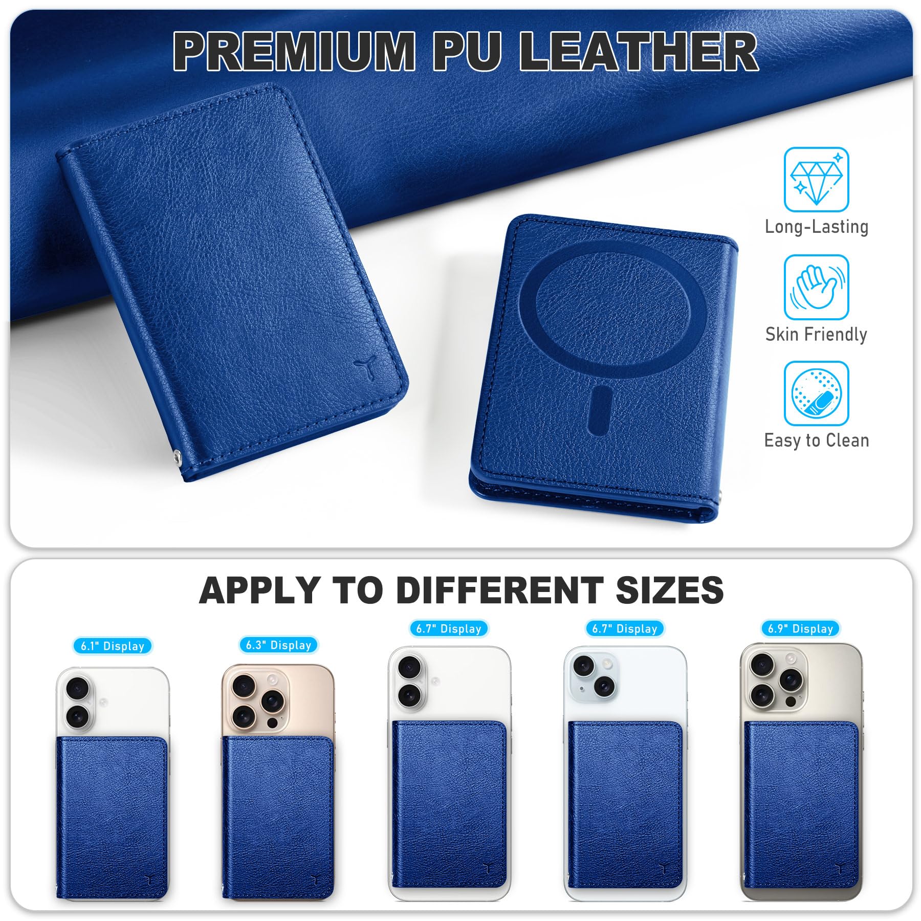 TUCCH for Magsafe Wallet with 6 Card Holders, RFID Blocking [Clear ID Window] PU Leather Men Women Folio Magnetic Phone Wallet for iPhone 16/15/14/13/12/Plus/Pro/Pro Max Series, Black