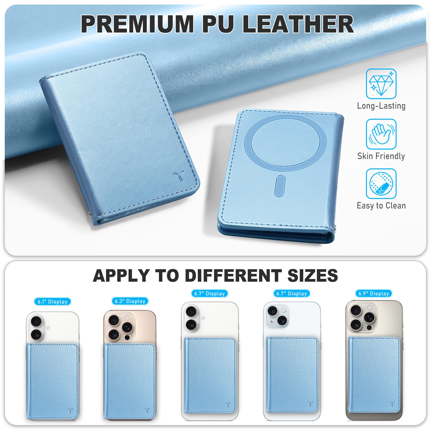 TUCCH for Magsafe Wallet with 6 Card Holders, RFID Blocking [Clear ID Window] PU Leather Men Women Folio Magnetic Phone Wallet for iPhone 16/15/14/13/12/Plus/Pro/Pro Max Series, Black