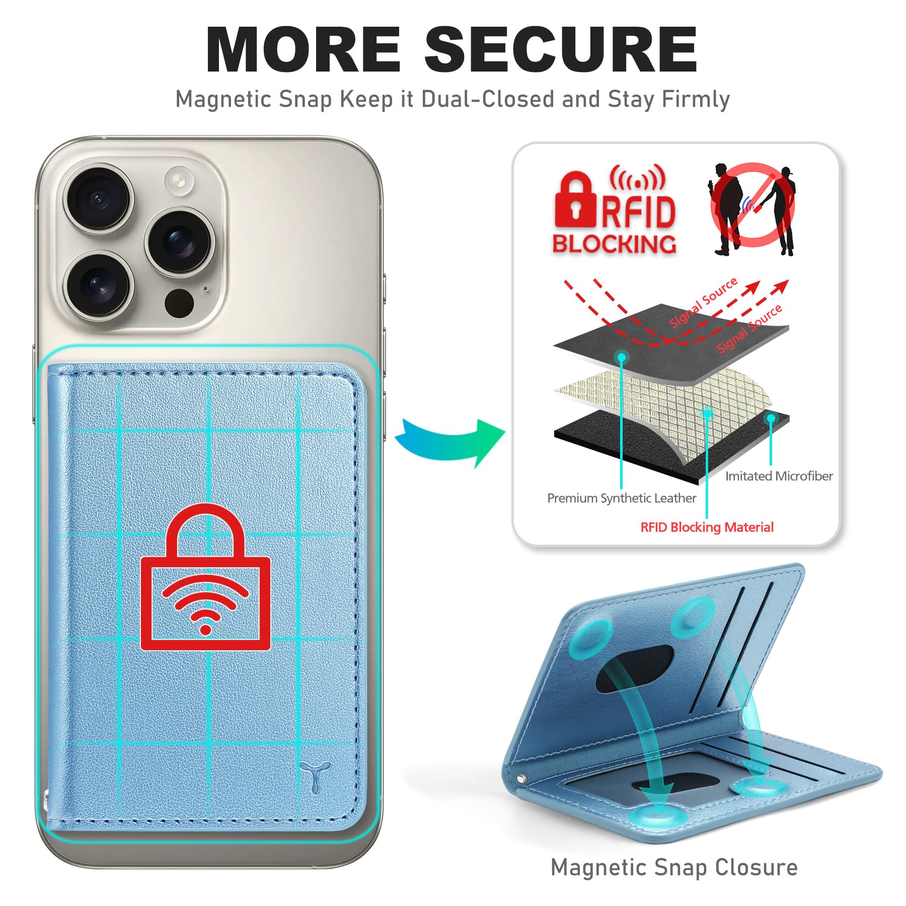 TUCCH for Magsafe Wallet with 6 Card Holders, RFID Blocking [Clear ID Window] PU Leather Men Women Folio Magnetic Phone Wallet for iPhone 16/15/14/13/12/Plus/Pro/Pro Max Series, Black