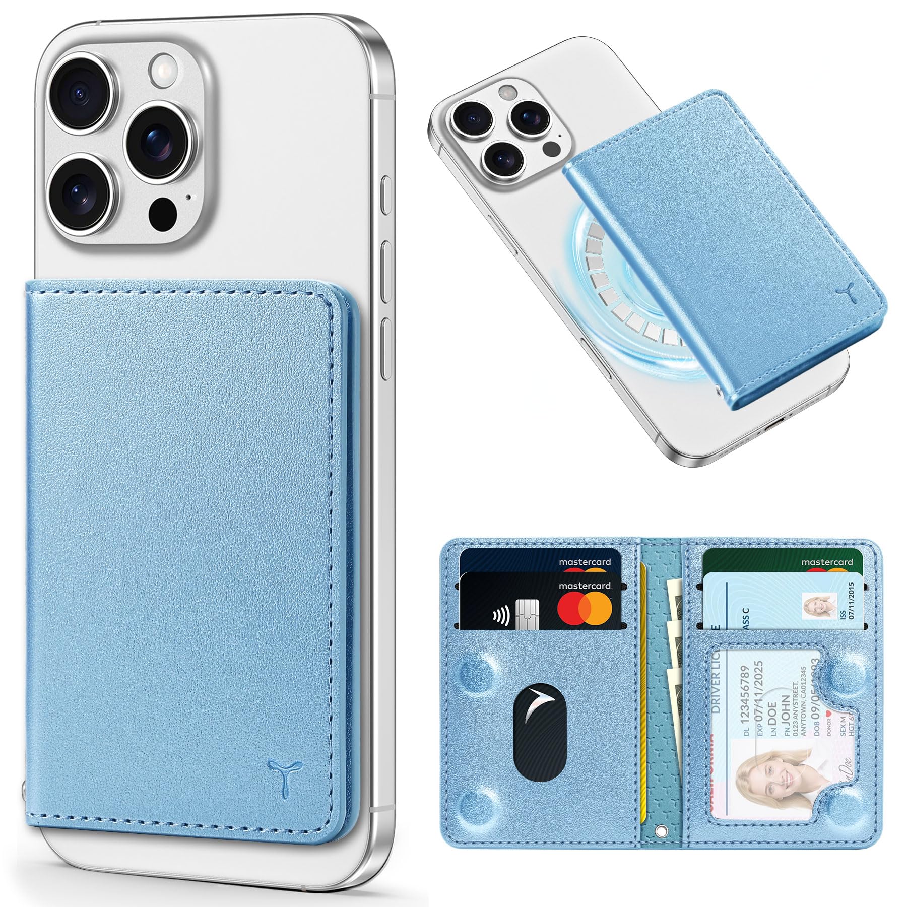 TUCCH for Magsafe Wallet with 6 Card Holders, RFID Blocking [Clear ID Window] PU Leather Men Women Folio Magnetic Phone Wallet for iPhone 16/15/14/13/12/Plus/Pro/Pro Max Series, Black