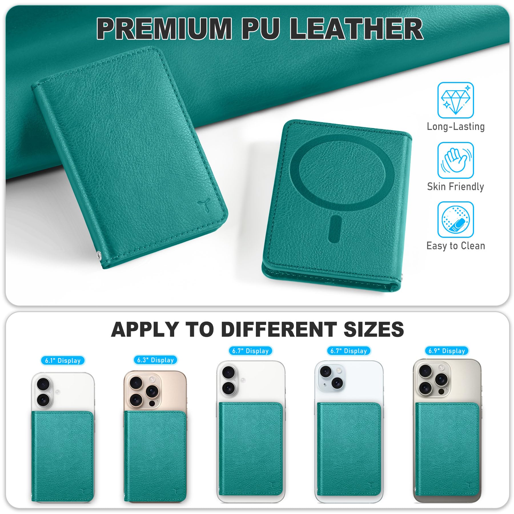 TUCCH for Magsafe Wallet with 6 Card Holders, RFID Blocking [Clear ID Window] PU Leather Men Women Folio Magnetic Phone Wallet for iPhone 16/15/14/13/12/Plus/Pro/Pro Max Series, Black