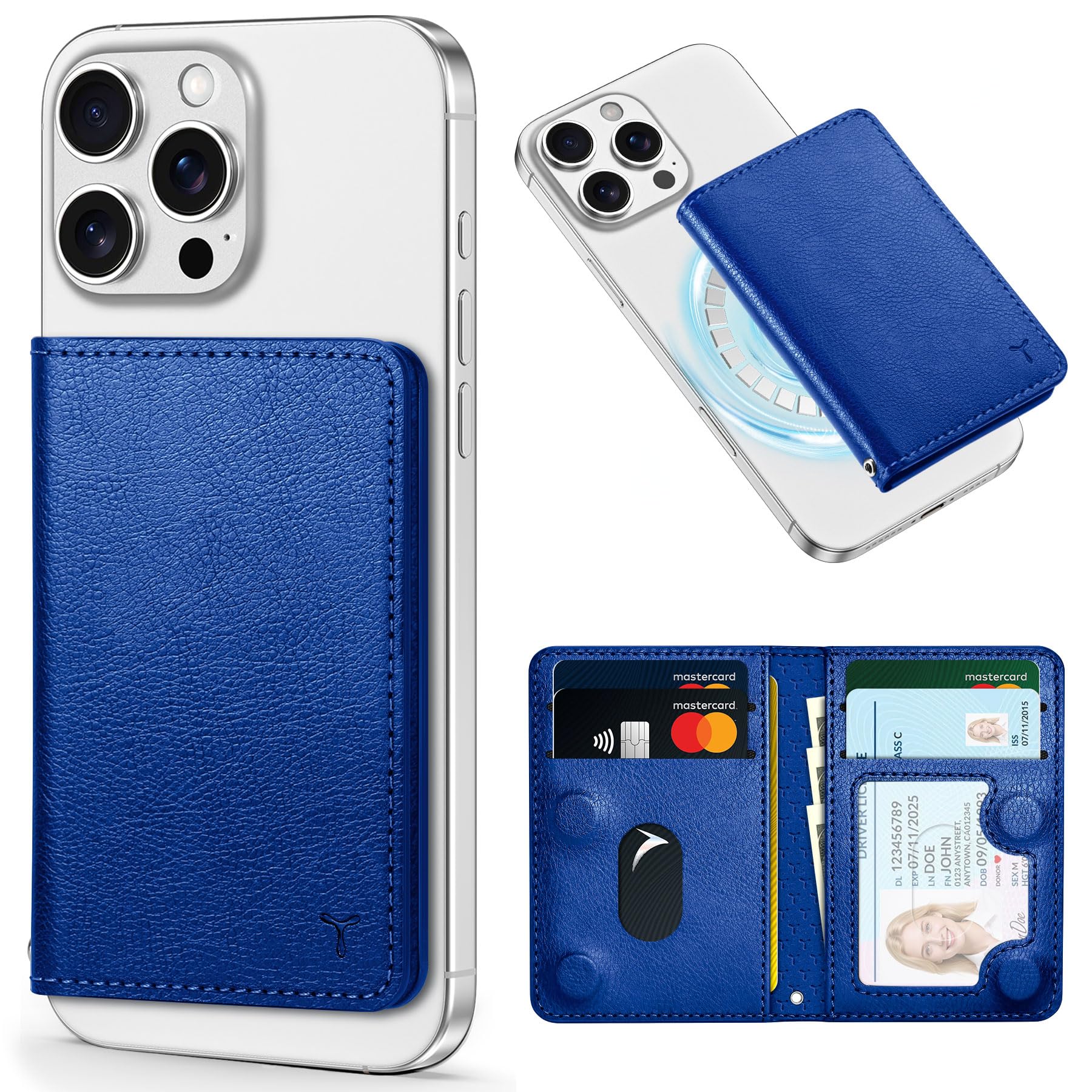 TUCCH for Magsafe Wallet with 6 Card Holders, RFID Blocking [Clear ID Window] PU Leather Men Women Folio Magnetic Phone Wallet for iPhone 16/15/14/13/12/Plus/Pro/Pro Max Series, Black