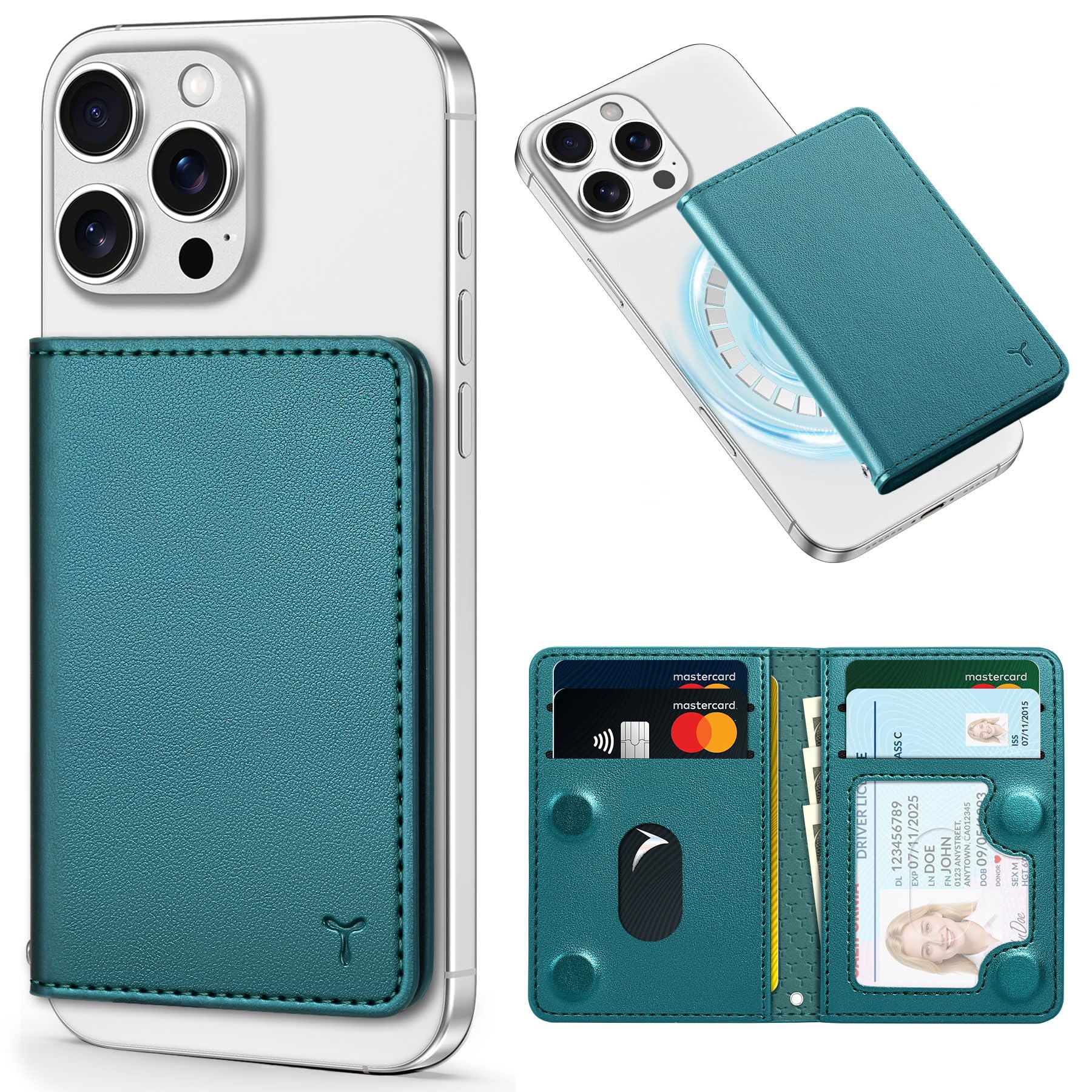 TUCCH for Magsafe Wallet with 6 Card Holders, RFID Blocking [Clear ID Window] PU Leather Men Women Folio Magnetic Phone Wallet for iPhone 16/15/14/13/12/Plus/Pro/Pro Max Series, Black