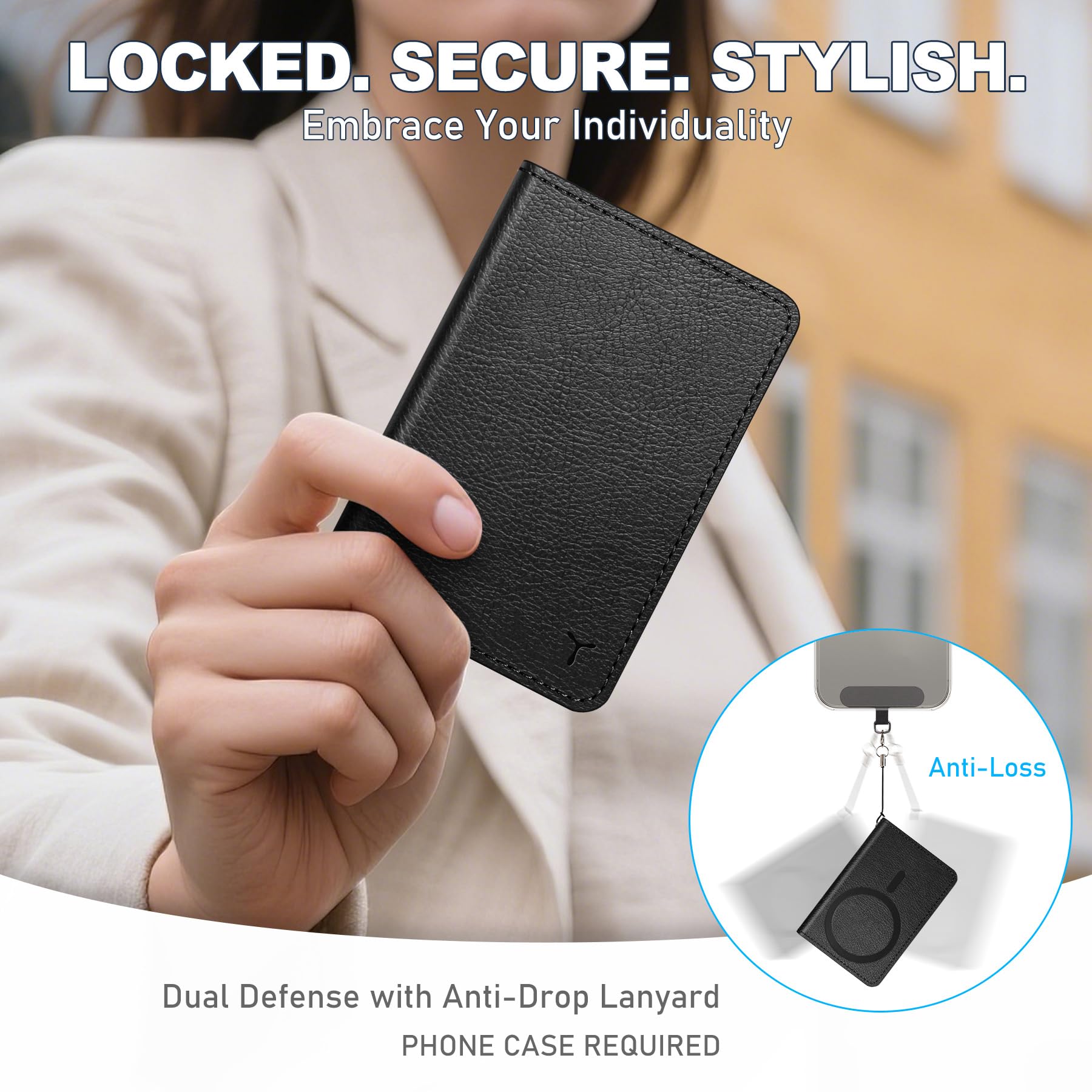 TUCCH for Magsafe Wallet with 6 Card Holders, RFID Blocking [Clear ID Window] PU Leather Men Women Folio Magnetic Phone Wallet for iPhone 16/15/14/13/12/Plus/Pro/Pro Max Series, Black