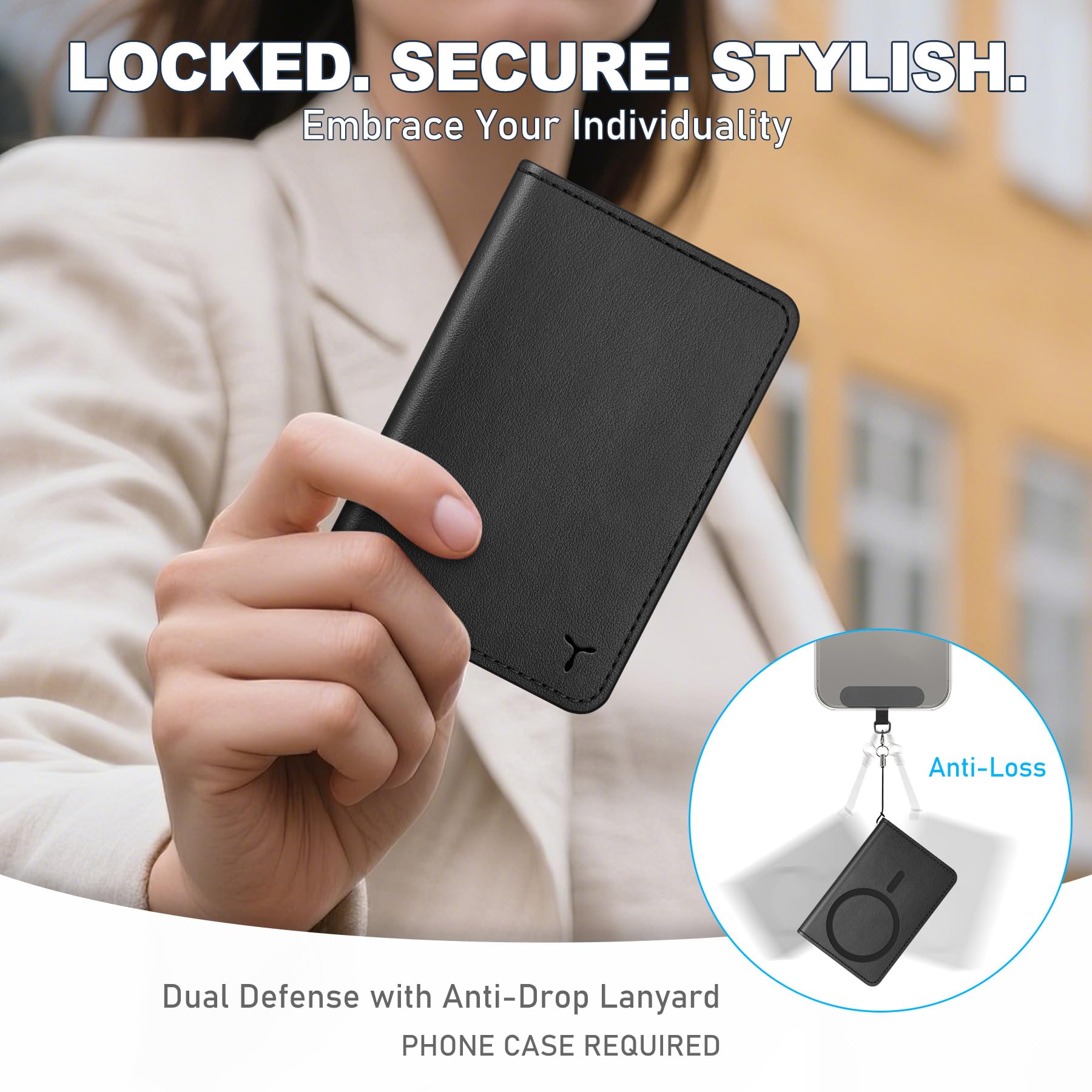 TUCCH for Magsafe Wallet with 6 Card Holders, RFID Blocking [Clear ID Window] PU Leather Men Women Folio Magnetic Phone Wallet for iPhone 16/15/14/13/12/Plus/Pro/Pro Max Series, Black